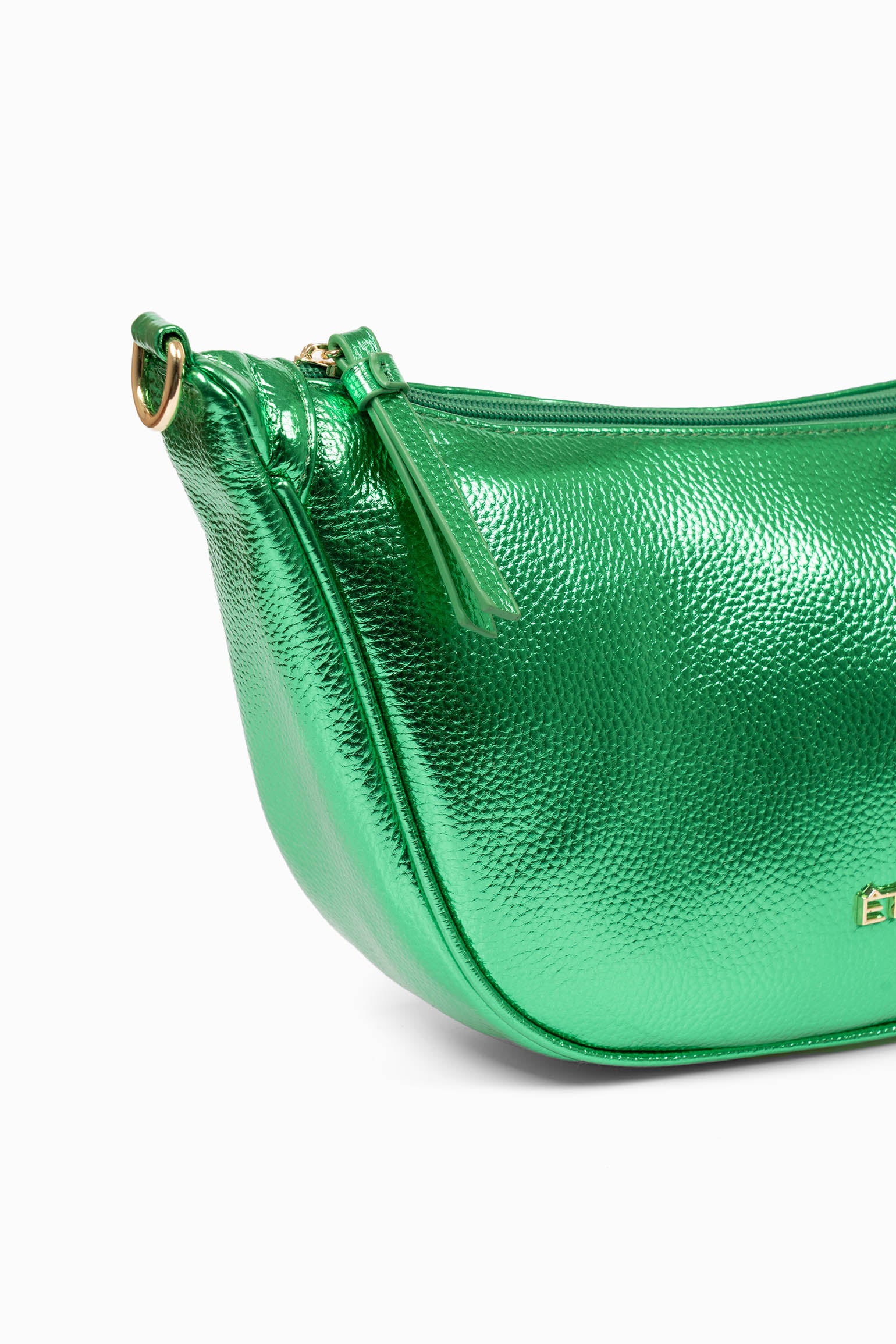 Green Metallic Faux Leather Half Moon Crossbody Bag, Image 3 of 3