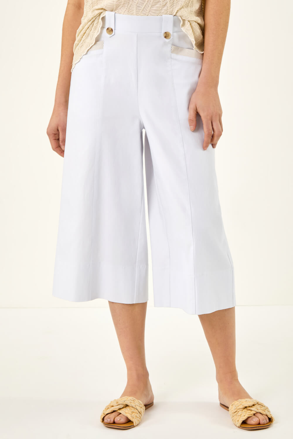 White Wide Hem Crop Trouser, Image 5 of 5
