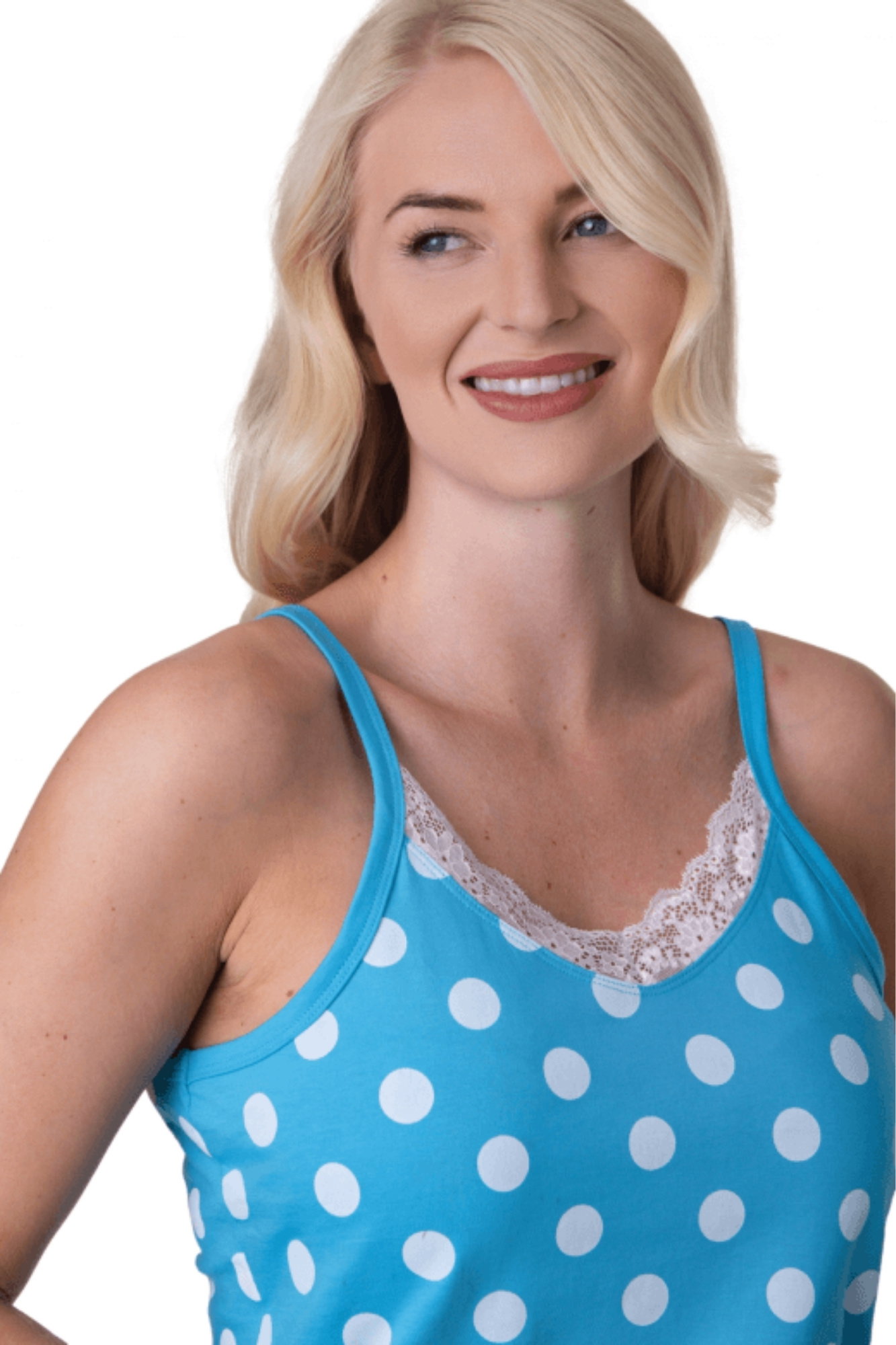 Aqua 100% Cotton Spot Printed Sleeveless Top Pyjama, Image 5 of 5