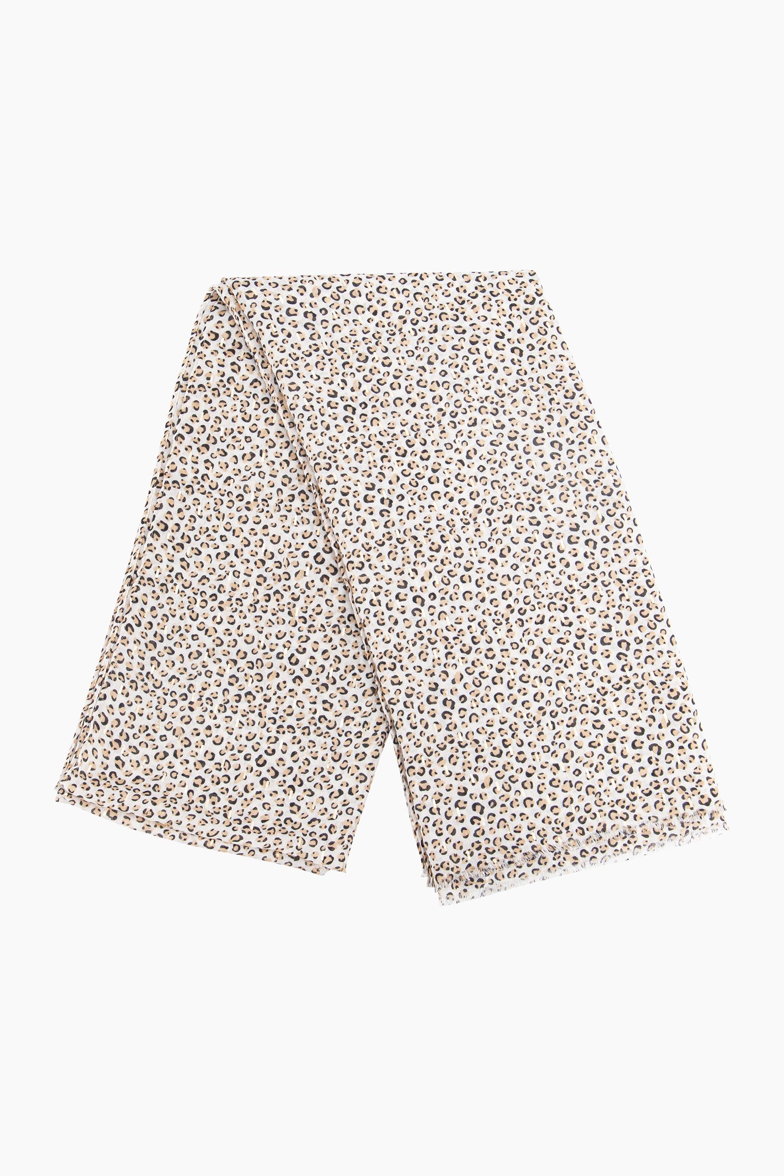 Cream Sarta Cream Leopard Print Lightweight Scarf, Image 3 of 4