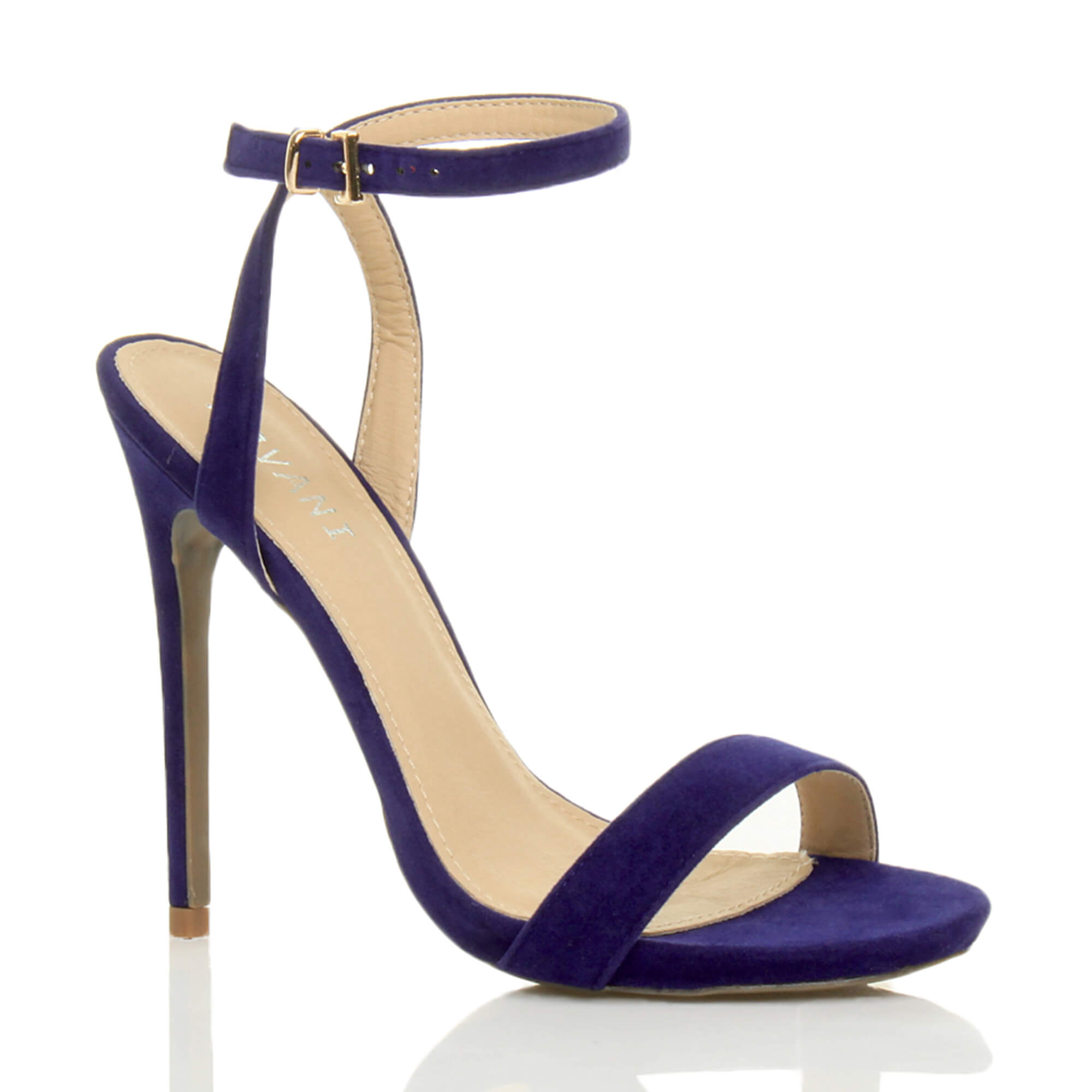 Purple High Heel Ankle Strap Barely There Sandals