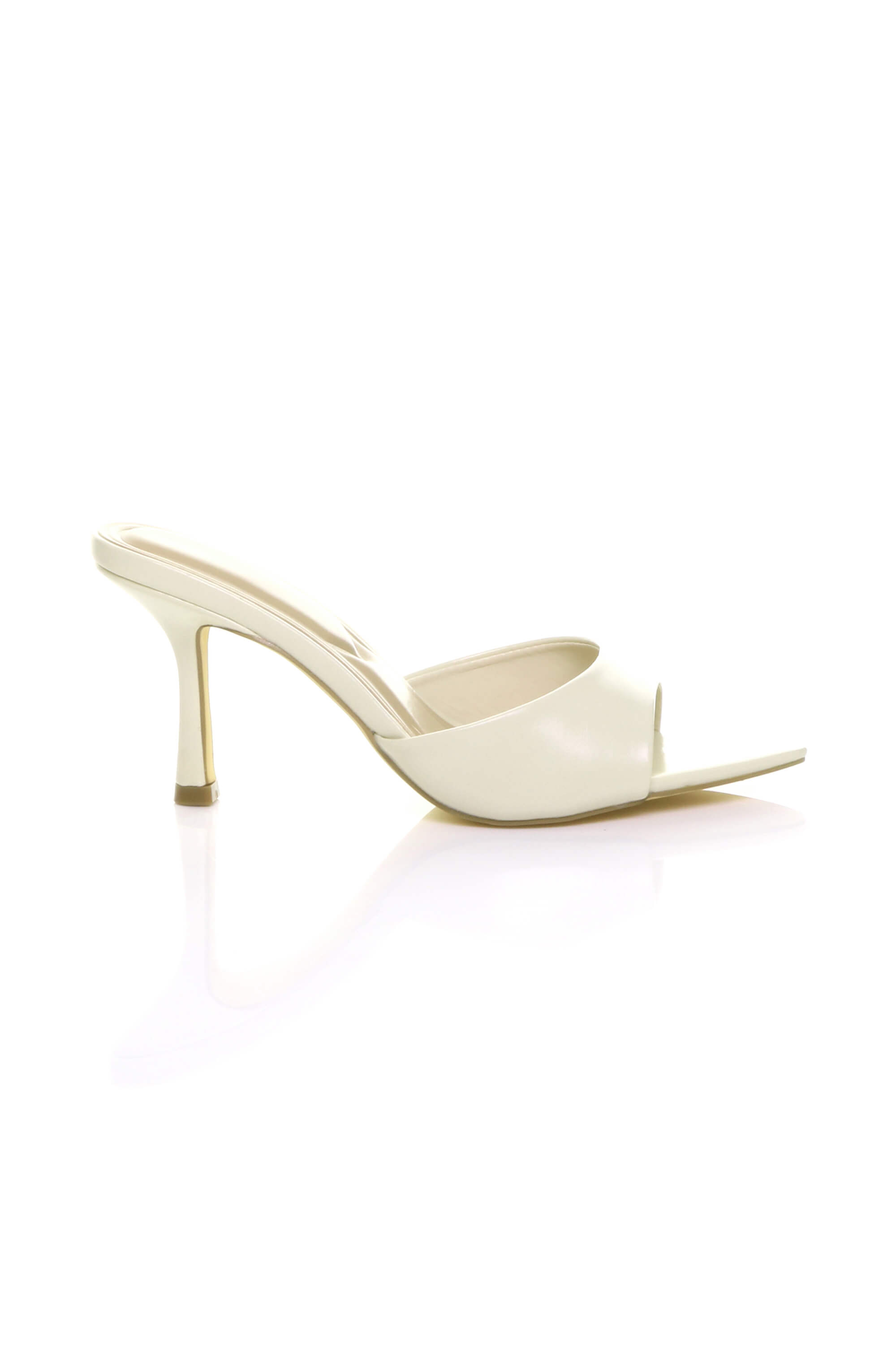 Beige AJVANI Beige High Heel Pointed Peep Toe Sandals Mules, Image 2 of 4