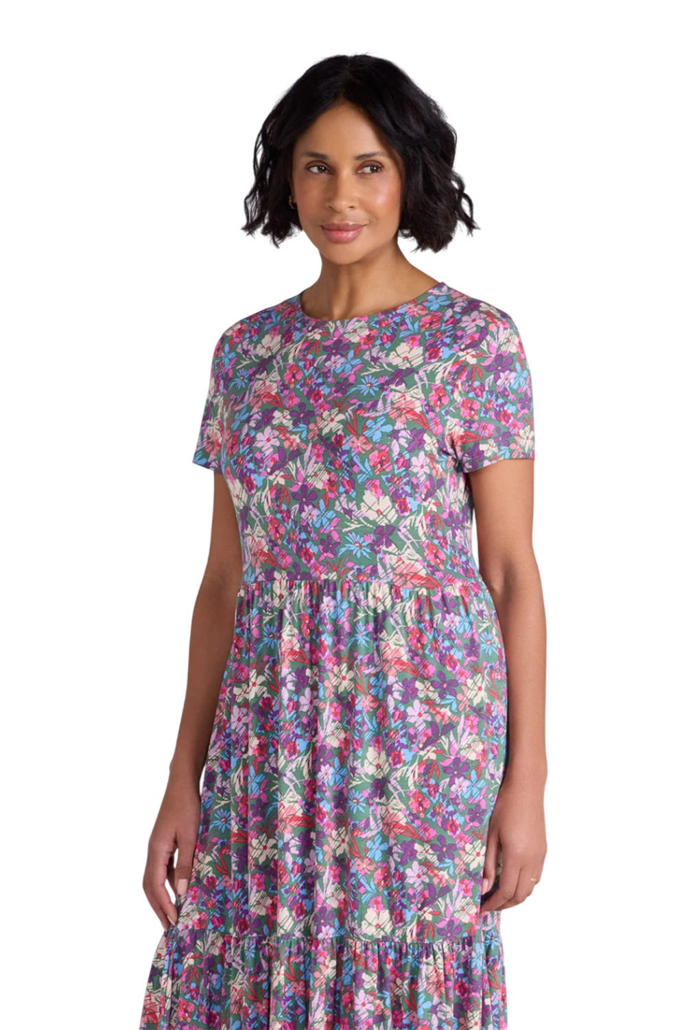 Multi Sardinia Floral UV Tiered Dress, Image 3 of 3