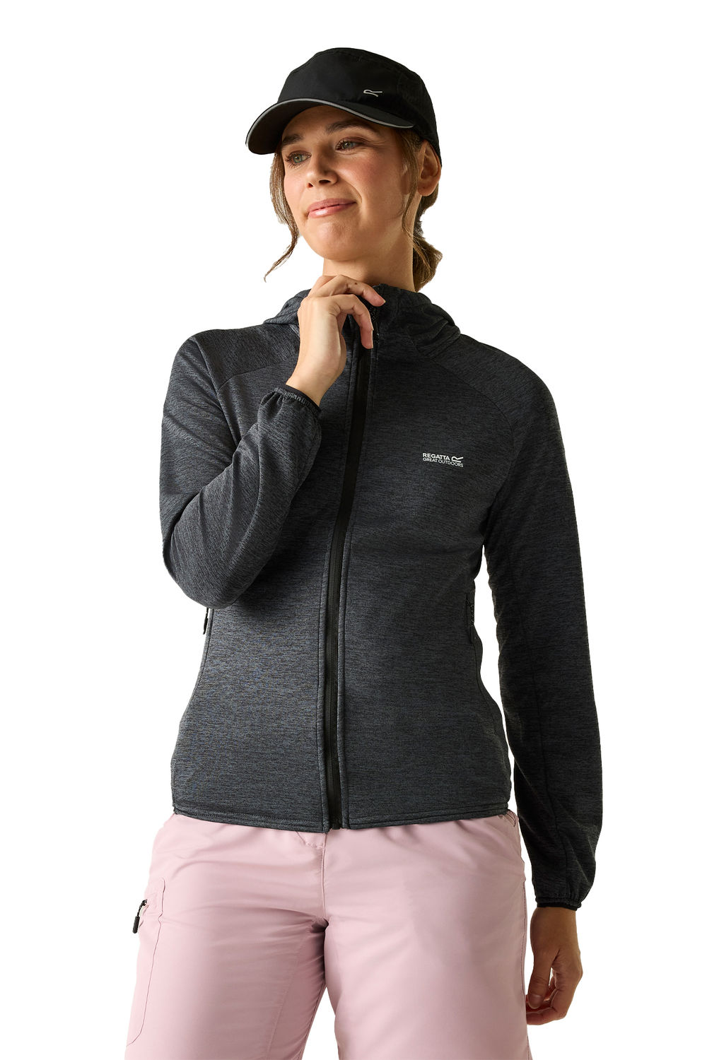 Grey Ferna Stretch Hooded Fleece Jacket, Image 4 of 5