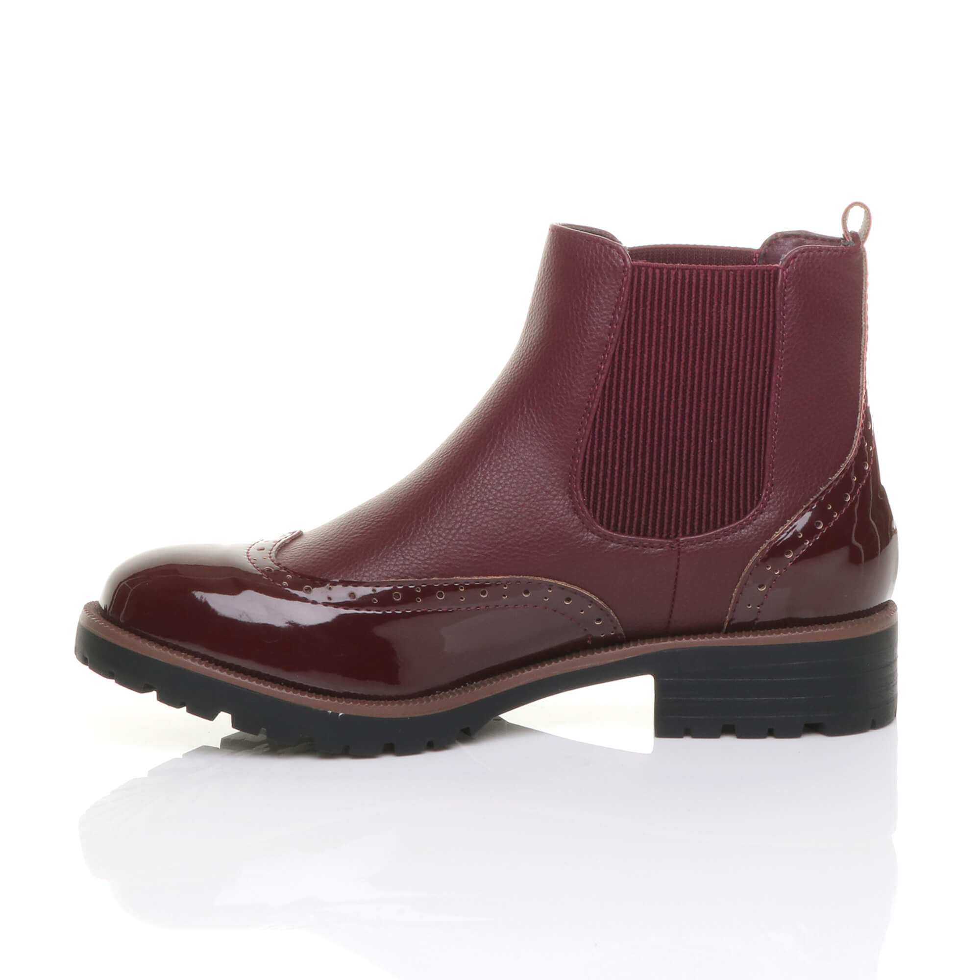 Burgundy AJVANI Burgundy Slip On Brogue Chelsea Ankle Boots, Image 3 of 6