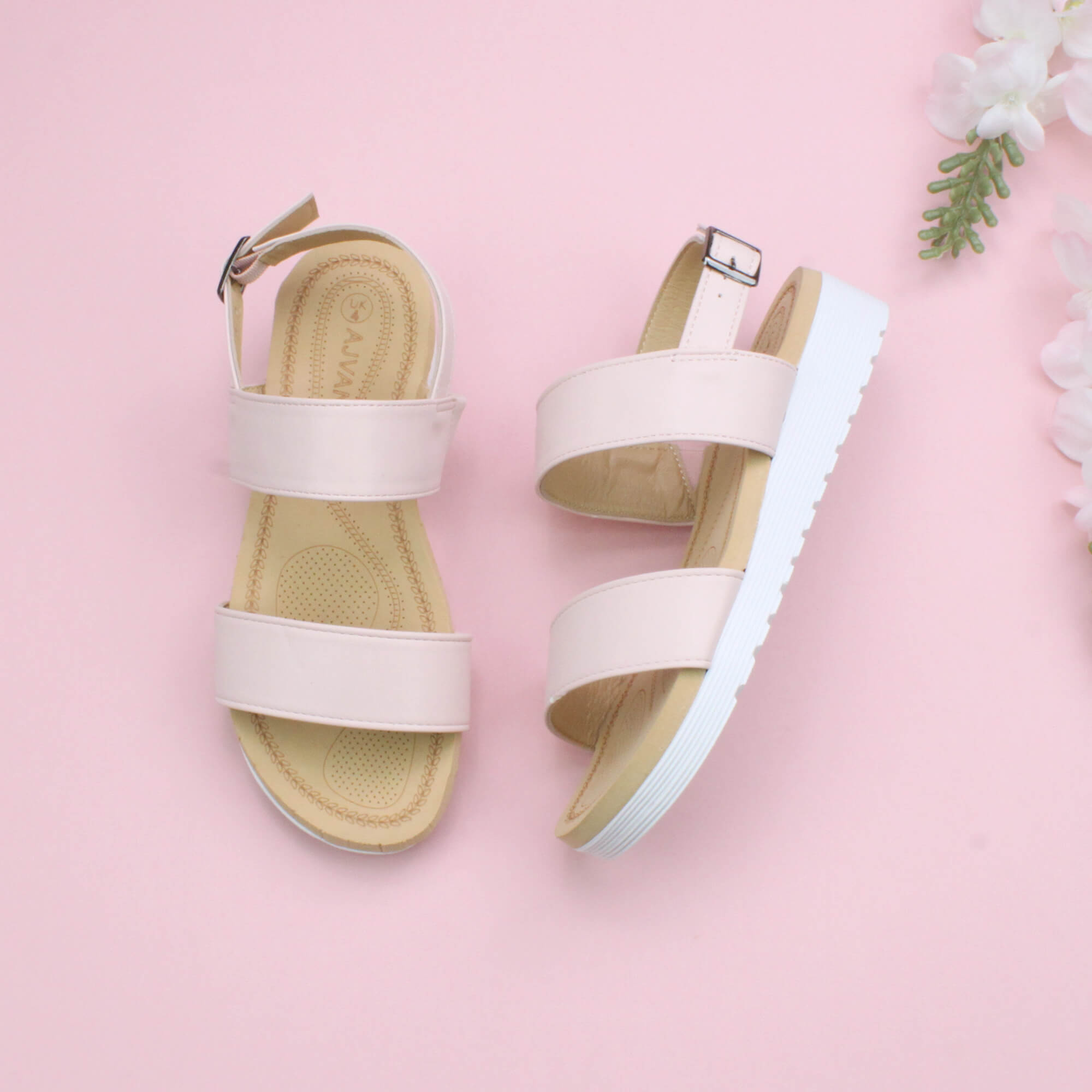 Natural AJVANI Natural Flatform Strappy Sandals, Image 4 of 6