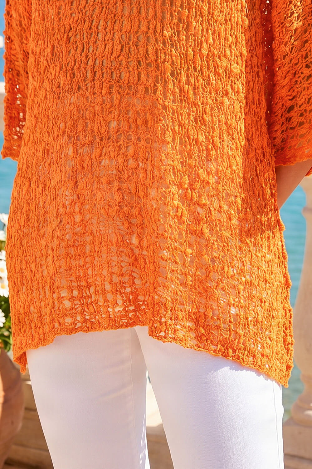 Orange Light Weight Open Knit Jumper, Image 5 of 4