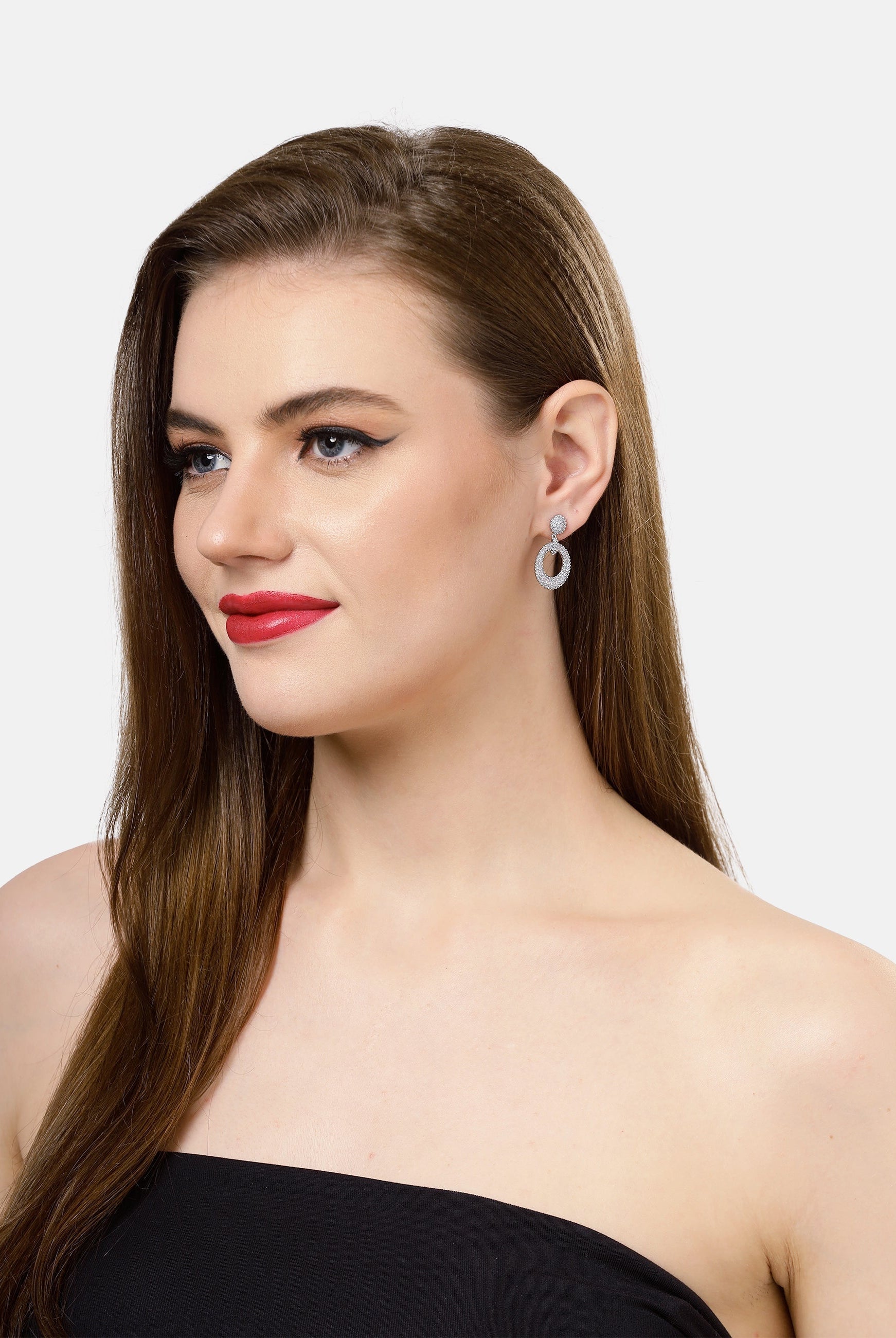 Silver Silver colored Circular Drop Earrings, Image 4 of 4