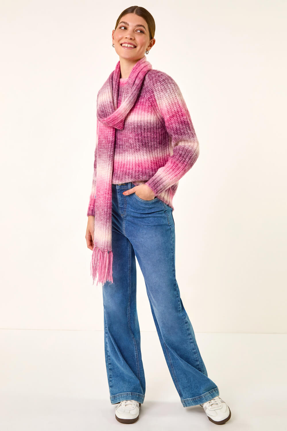 PINK Ombre Knit Scarf & Jumper, Image 6 of 8