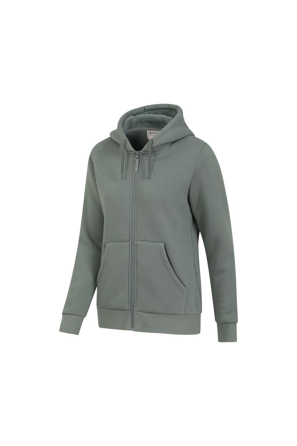 Khaki Dalton Sherpa Lined Full Zip Hoodie, Image 3 of 4