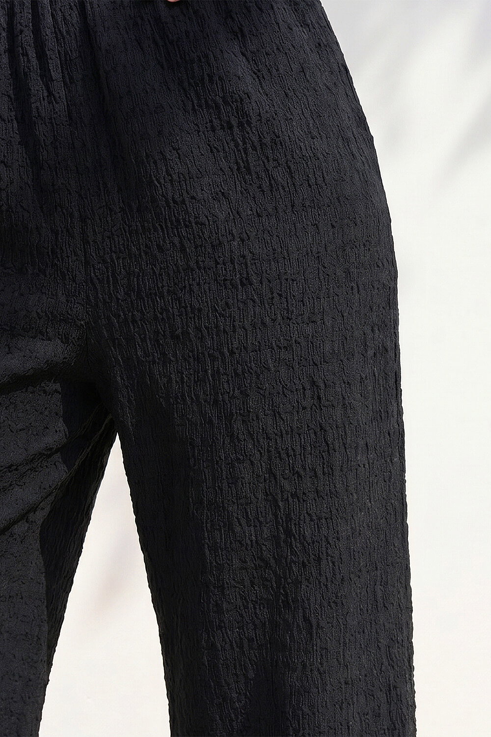 Black Petite Textured Cropped Stretch Trouser, Image 5 of 4