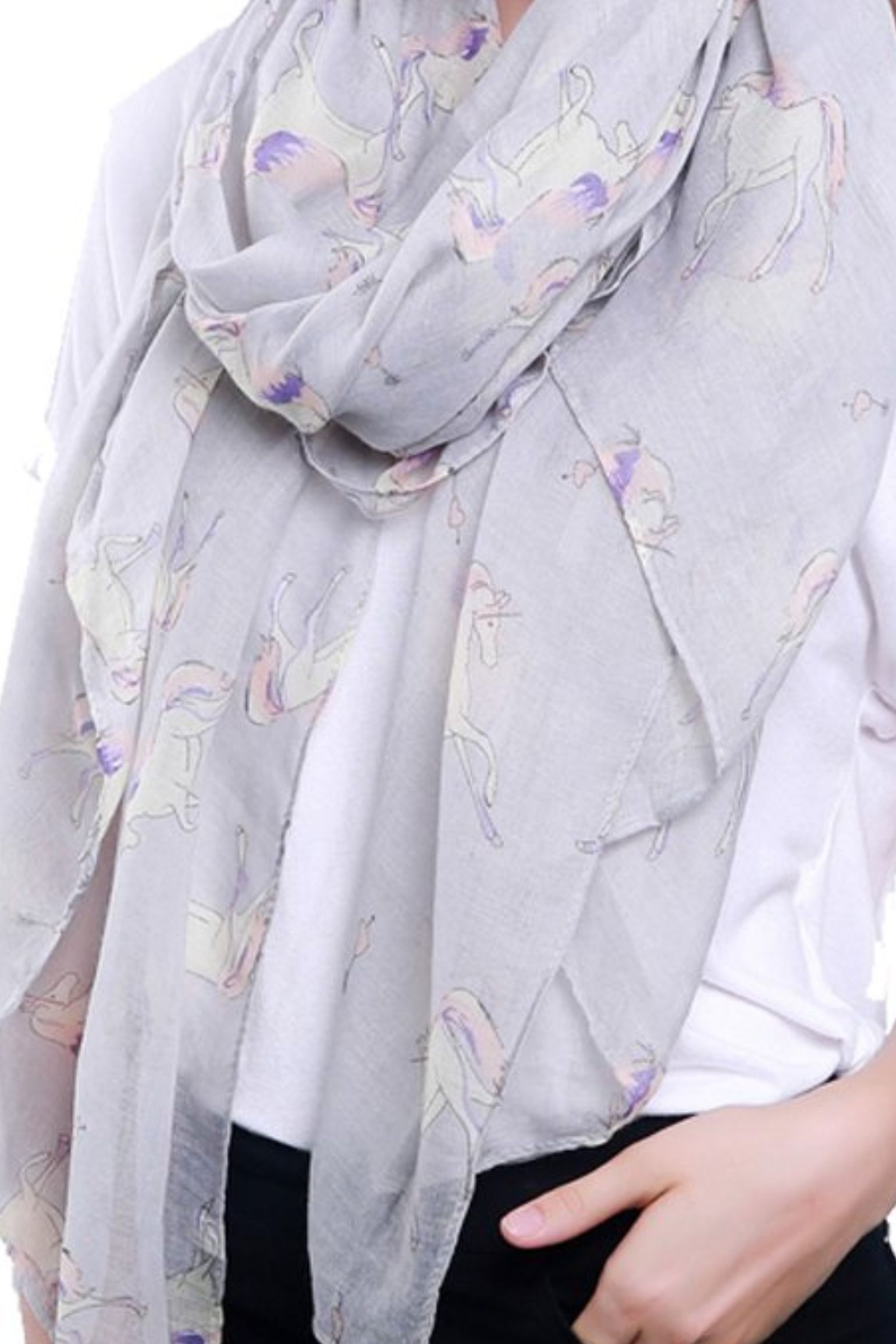 Light Grey Unicorn Lightweight Scarf, Image 1 of 1