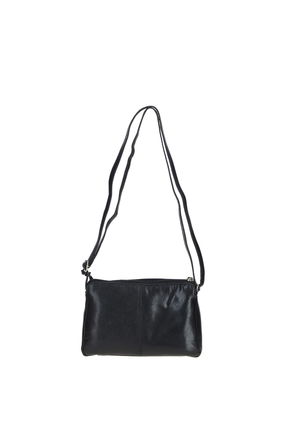 Black 'Rose' Elegant Leather Crossbody Bag with Adjustable Strap, Image 4 of 4
