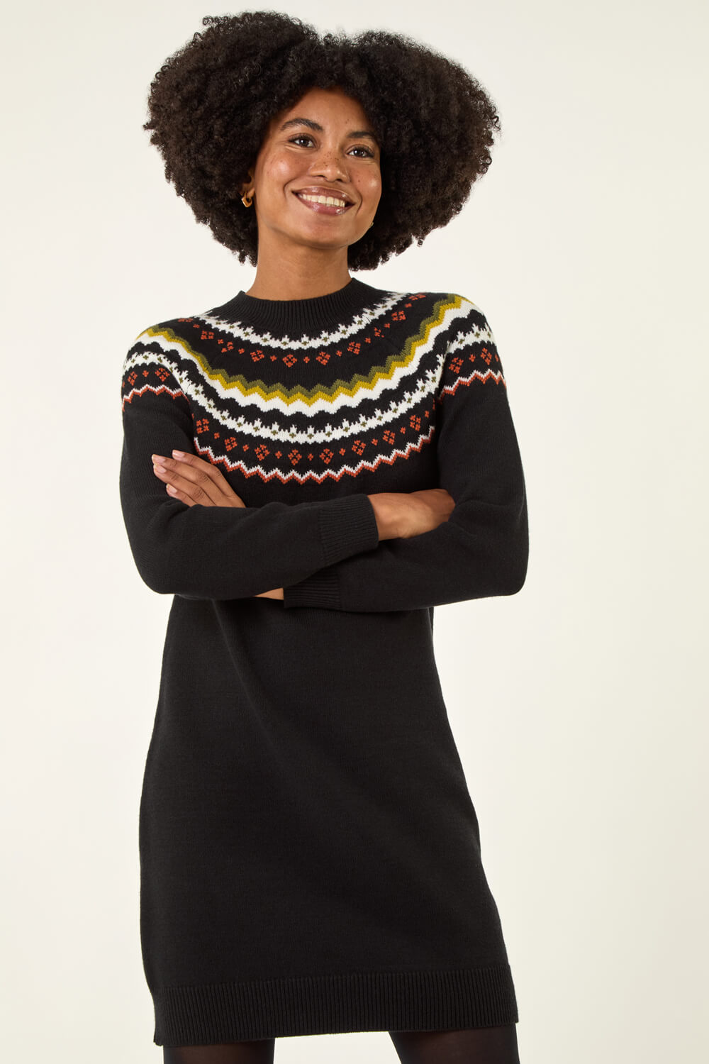 Black Fairisle Knit Jumper Dress, Image 5 of 5