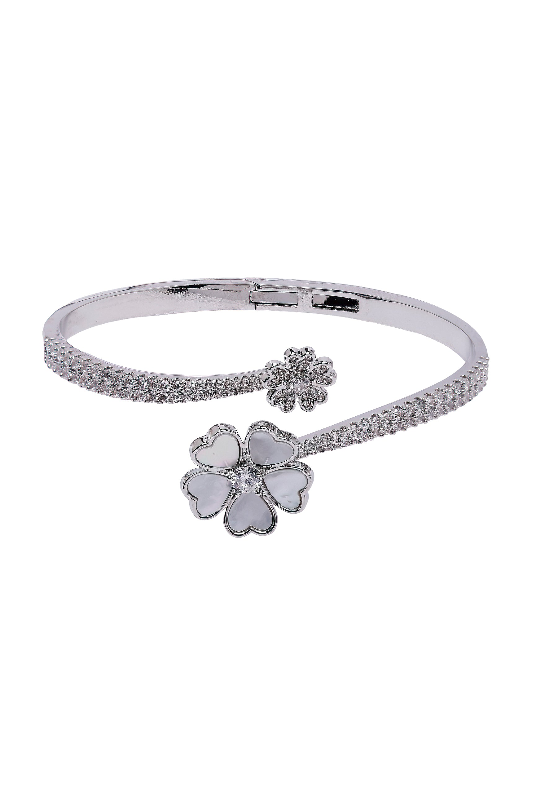 Metallic Diva Dainty Flower Cuff Bracelet