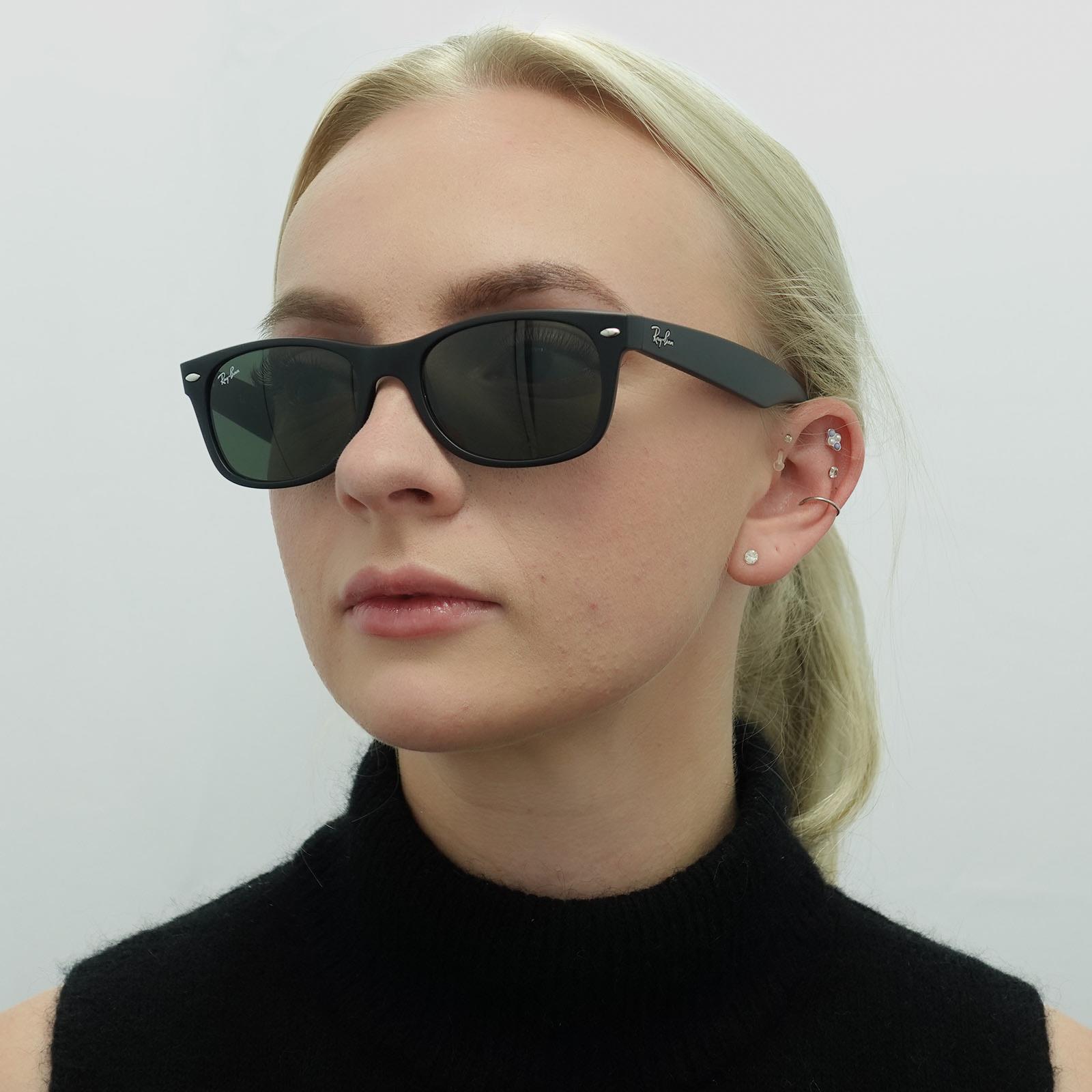 Black Ray-Ban Black Rectangle Black Rubber Green Sunglasses, Image 5 of 6
