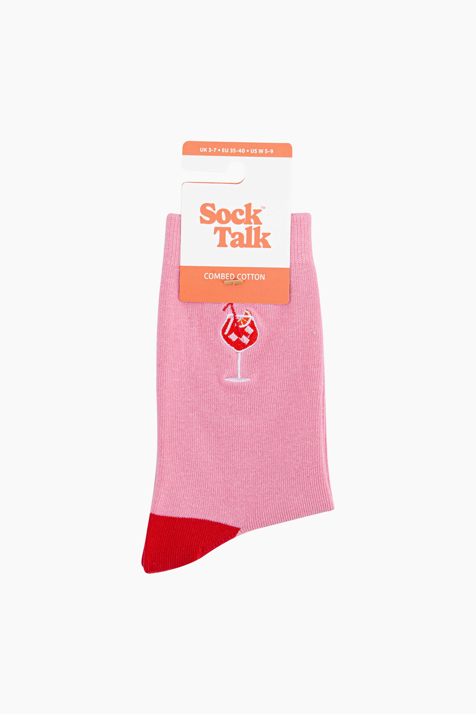 Pink Embroidered Aperitivo Spritz Cotton Socks, Image 4 of 4
