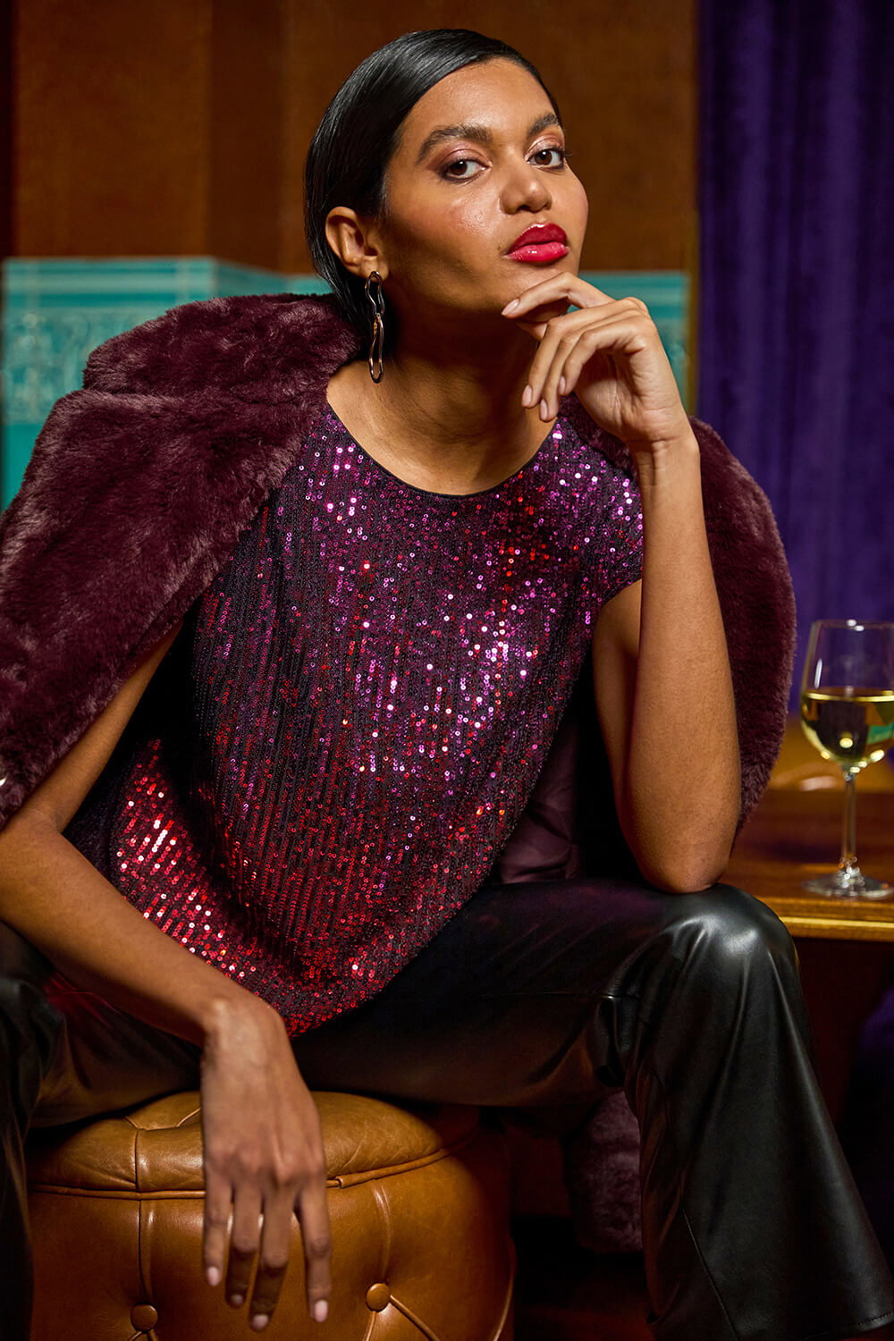 CERISE Ombre Sequin Top, Image 1 of 7