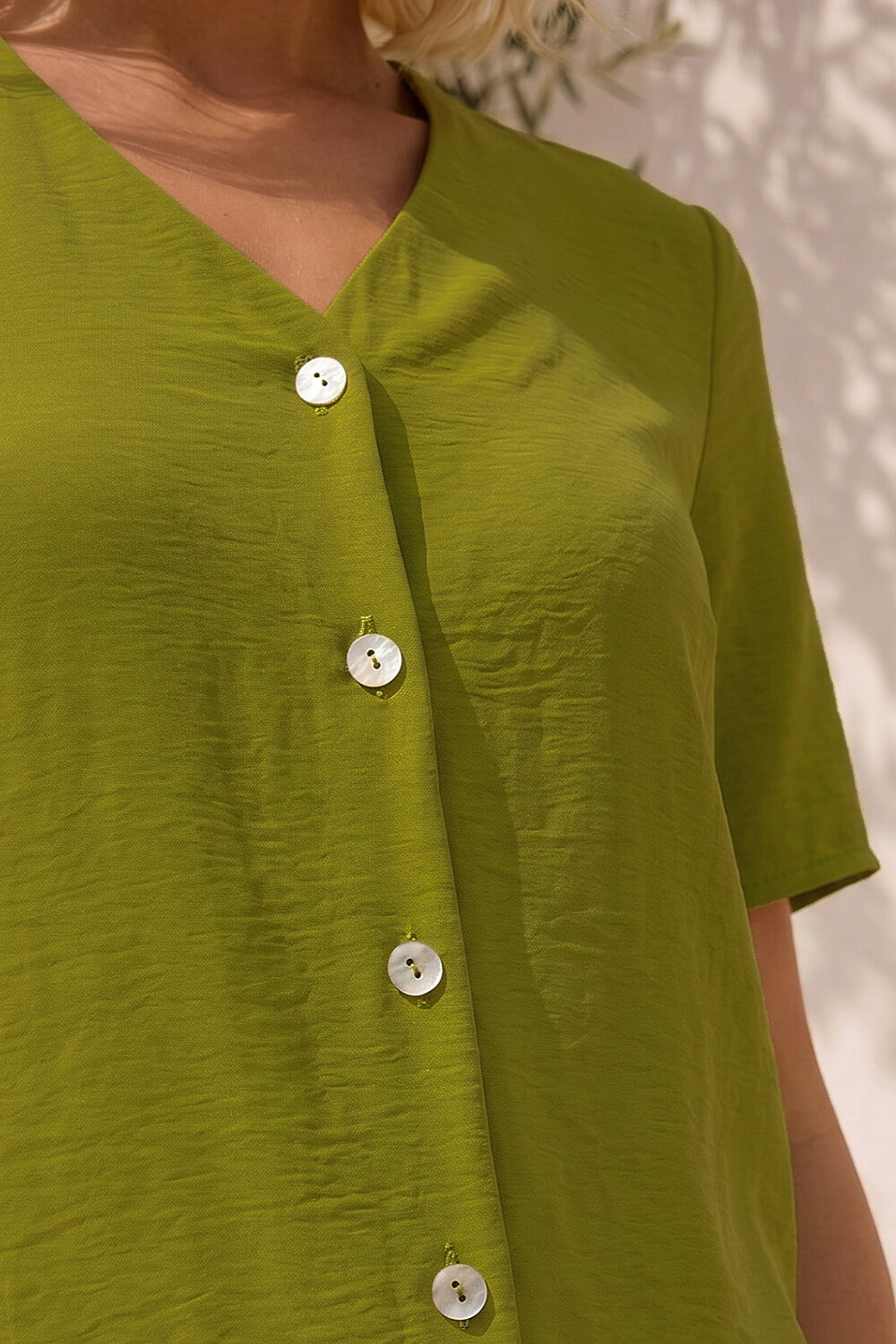 Lime Petite Button Up Blouse, Image 5 of 4