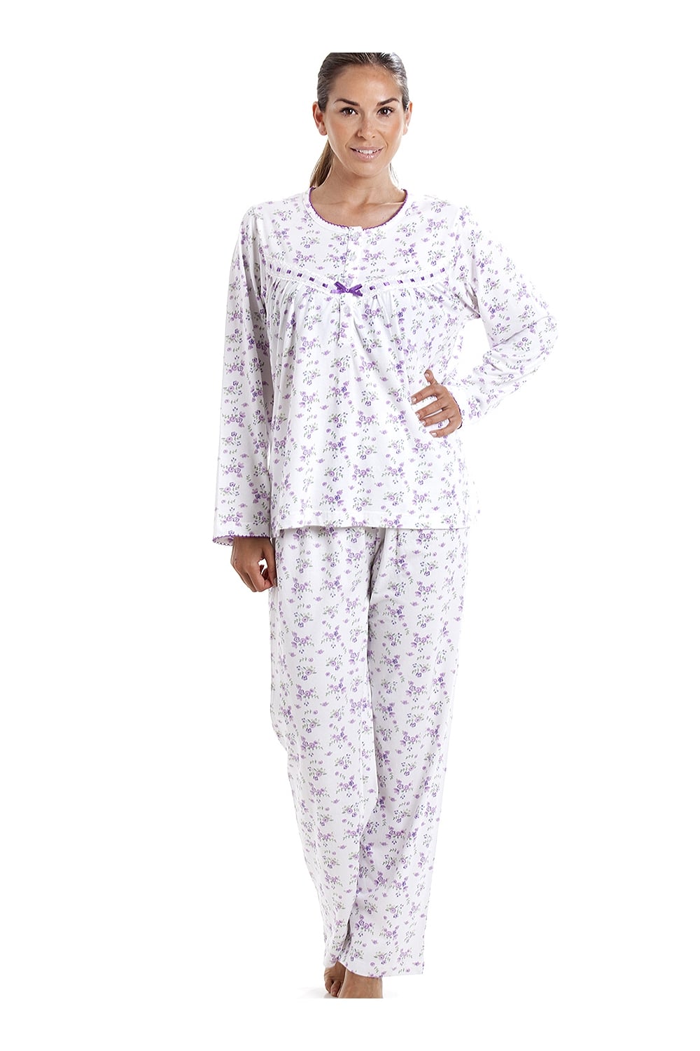 Lilac Camille Lingerie Lilac Jersey Cotton Ditsy Floral Print Pyjama Set, Image 1 of 5