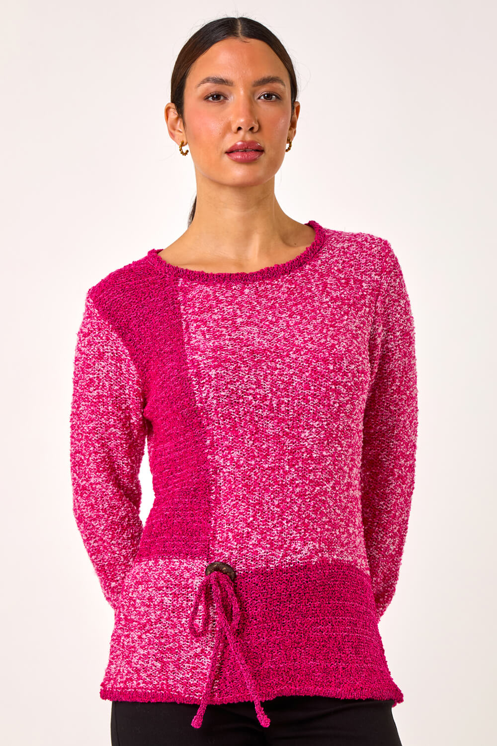 Roman Women's Cerise Textured Button Detail Knit Jumper Size 14