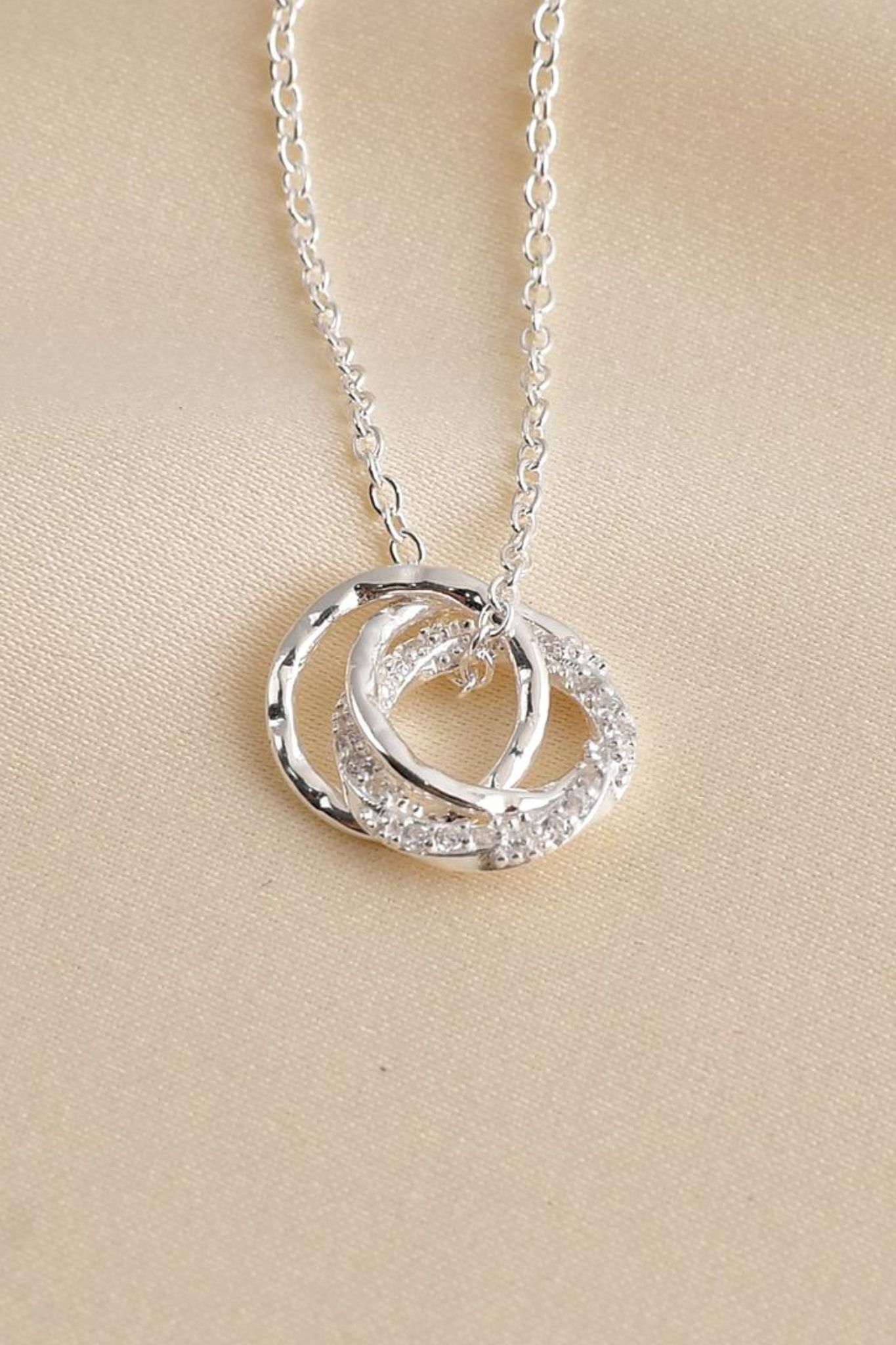 Metallic Sterling Silver Sparkly Rings Necklace