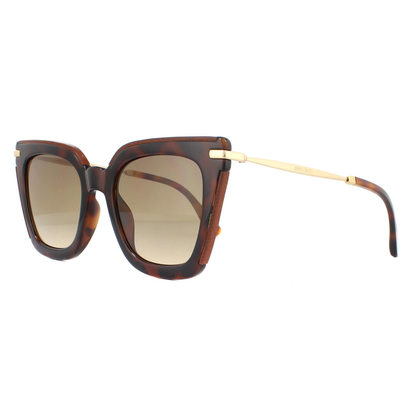 Brown Jimmy Choo Brown Square Glitter Havana Brown Gradient Sunglasses, Image 2 of 6