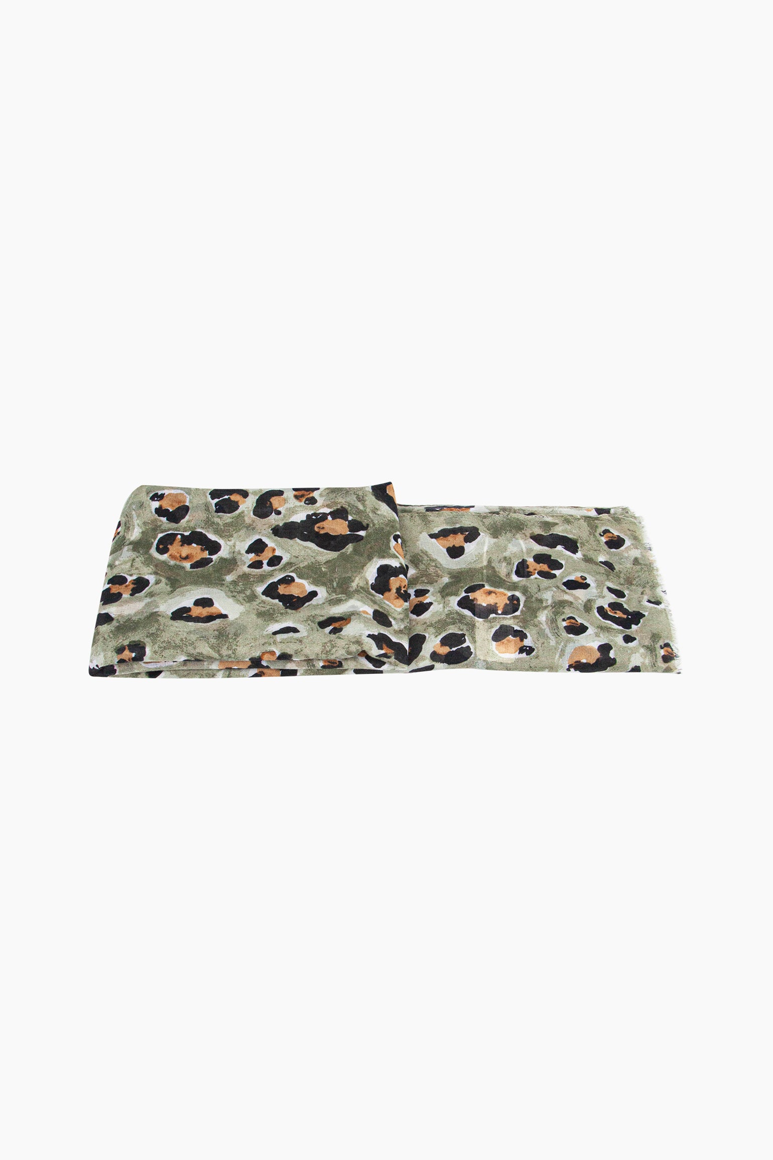 Khaki Bold Leopard Print Lightweight Scarf, Image 4 of 5