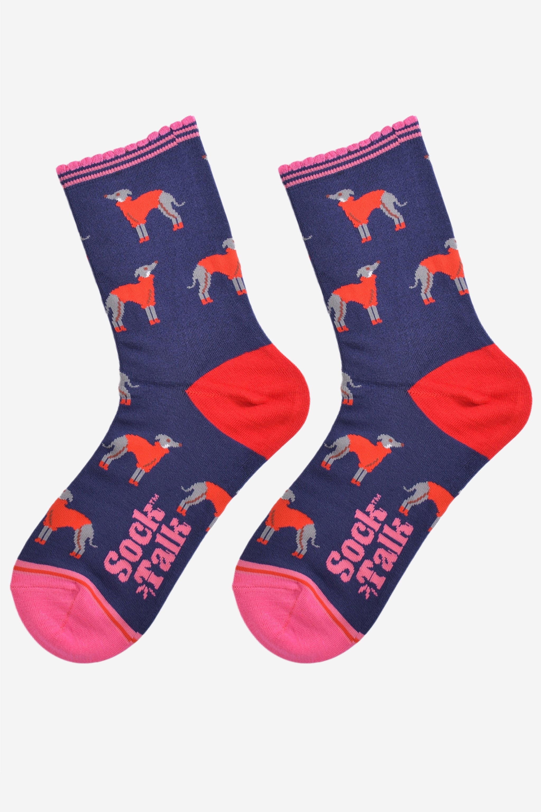 Blue Greyhound Dog Bamboo Socks, Image 2 of 5