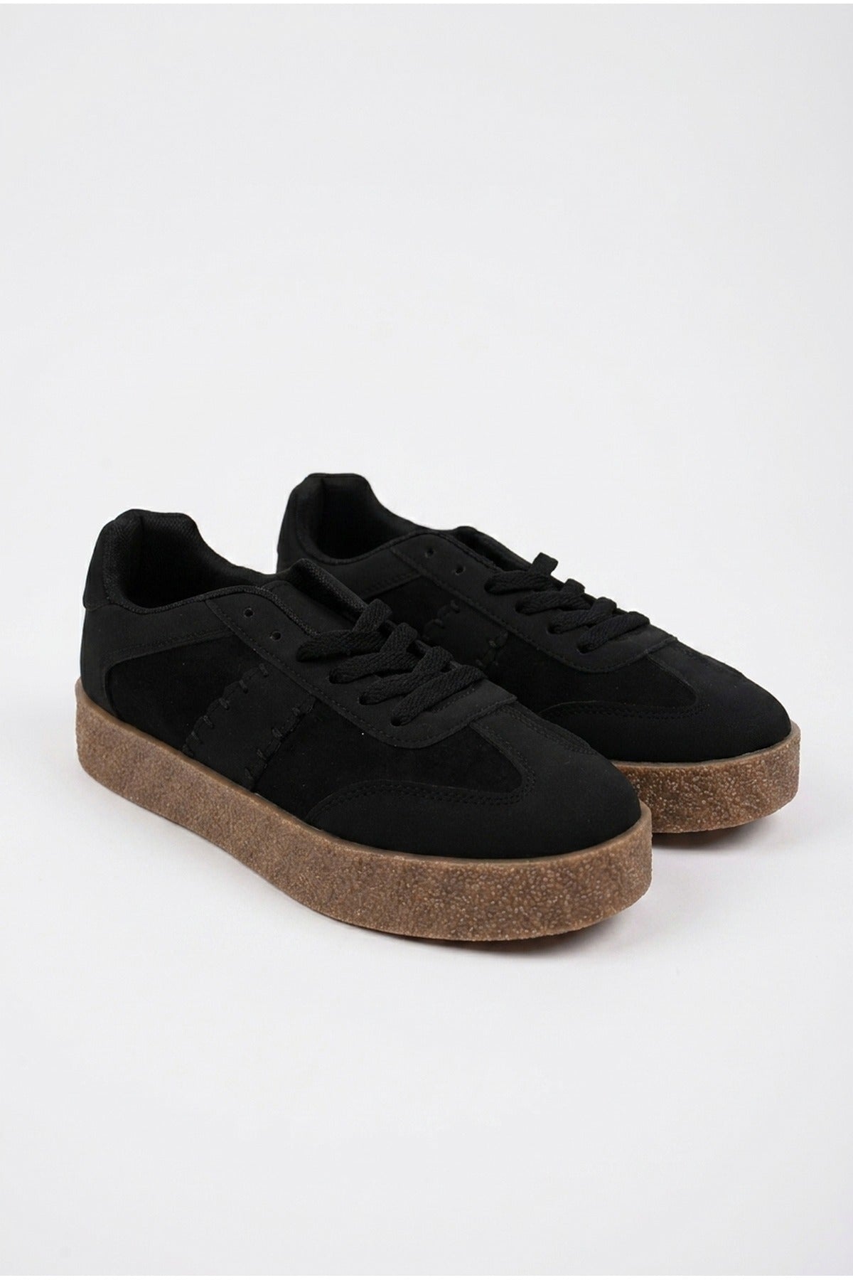 Black iKrush Black Sybil Faux Suede Platform Trainers, Image 2 of 5