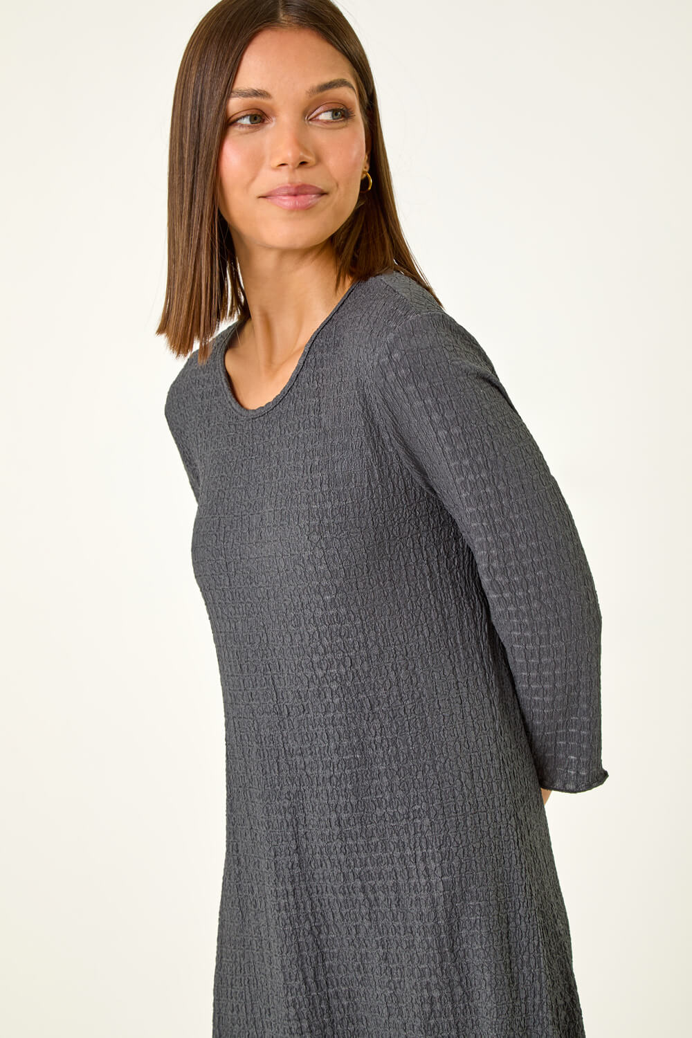 Faith Cosy Midi Dress Grey Melange