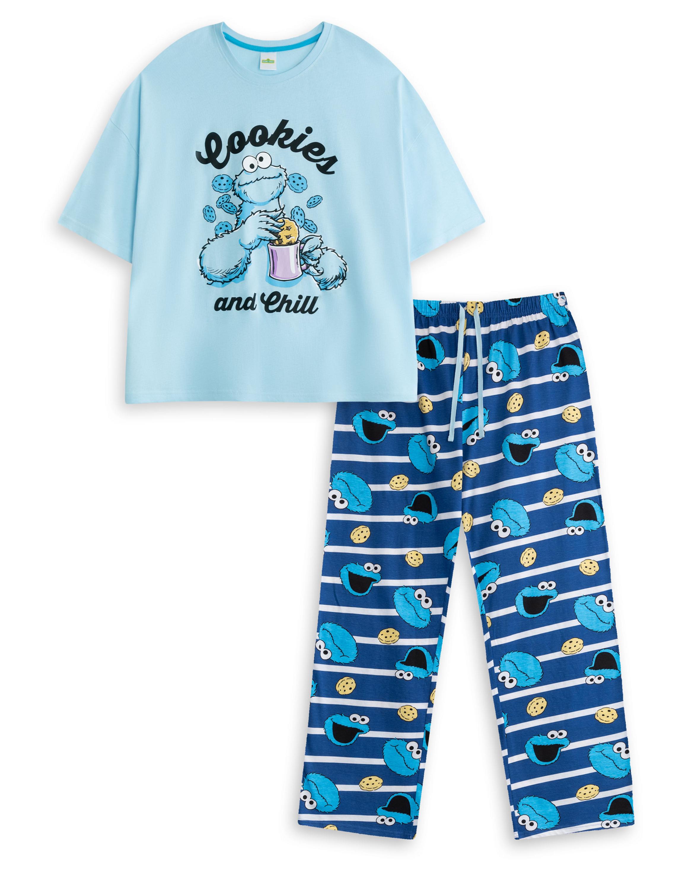 Blue Sesame Street Cookie Monster Pyjama Set, Image 1 of 6