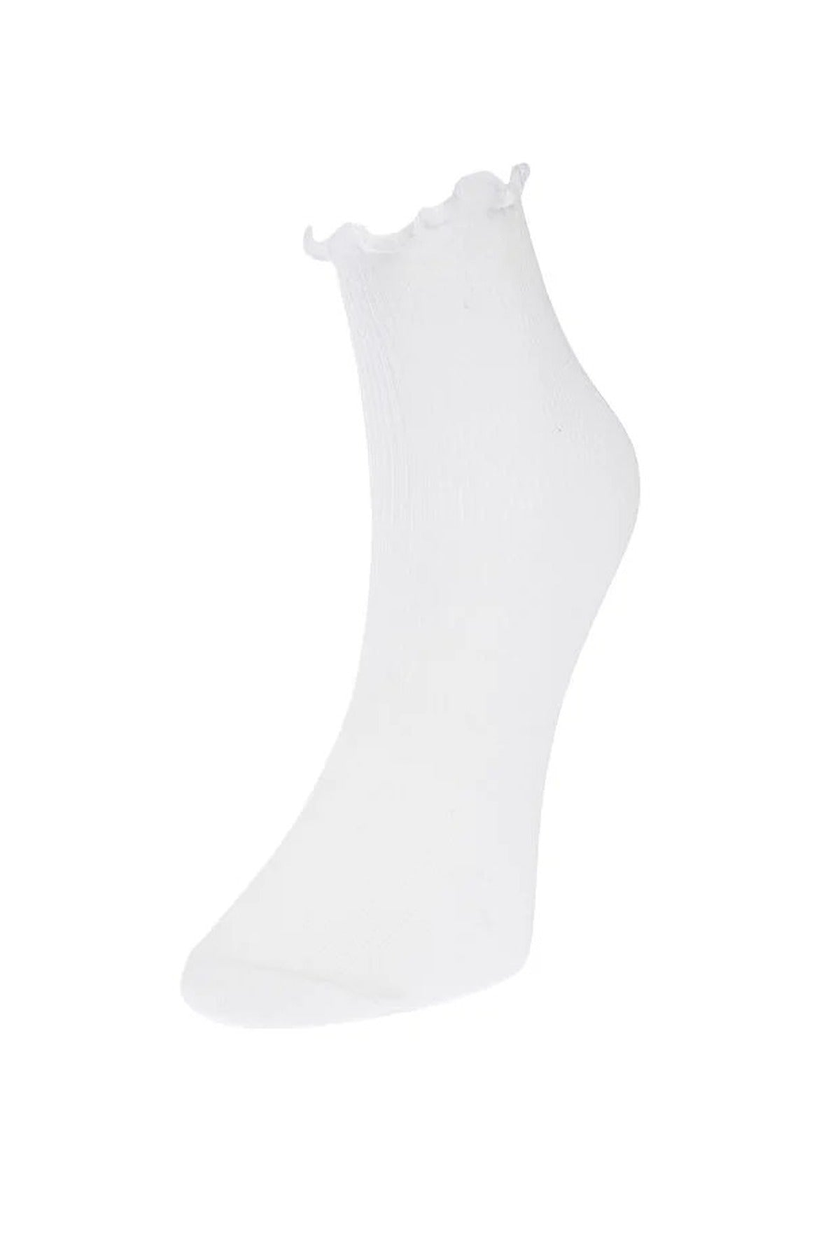 Multi Three Pack Cotton Ribbed Knit Socks with Lettuce Edge Detail, Image 5 of 5