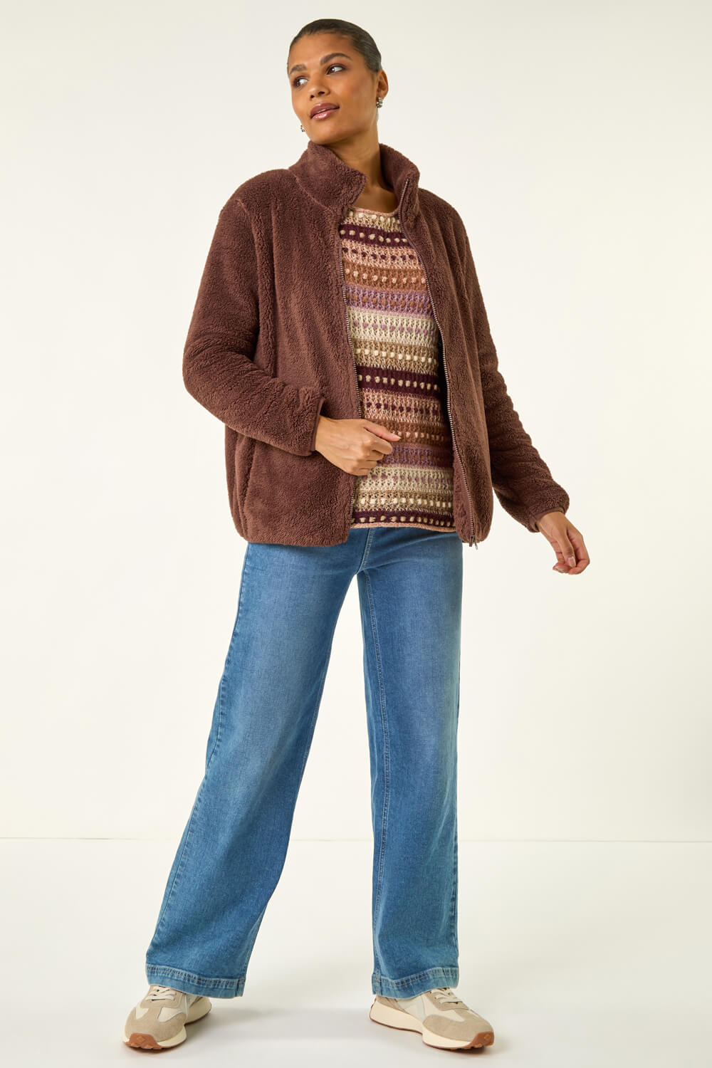 Chocolate Soft Sherpa Fleece Jacket, Image 3 of 6