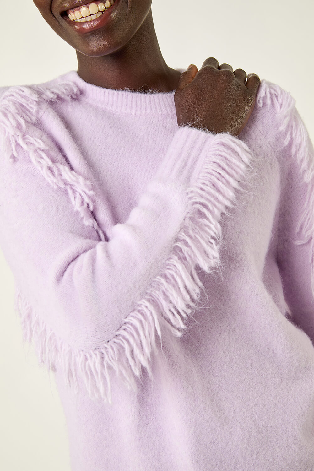 Lilac Tassel Crew Neck Knit, Image 6 of 5