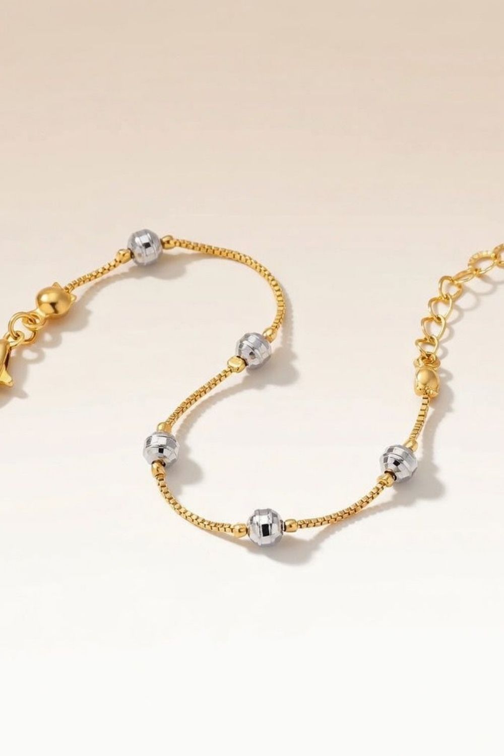 Silver Silver Ball Charm Slim Gold Plated Thread Bracelet, Image 1 of 1
