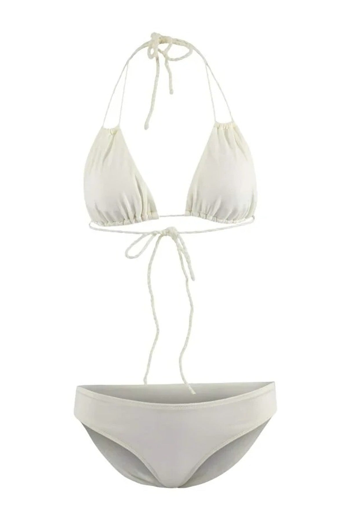 White WOVCOR White Triangle Bikini Set with Multi Strap Detail, Image 2 of 4