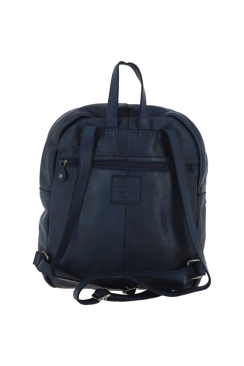 Navy 'Senza Tempo' Woven Leather Vintage Wash Backpack, Image 3 of 4