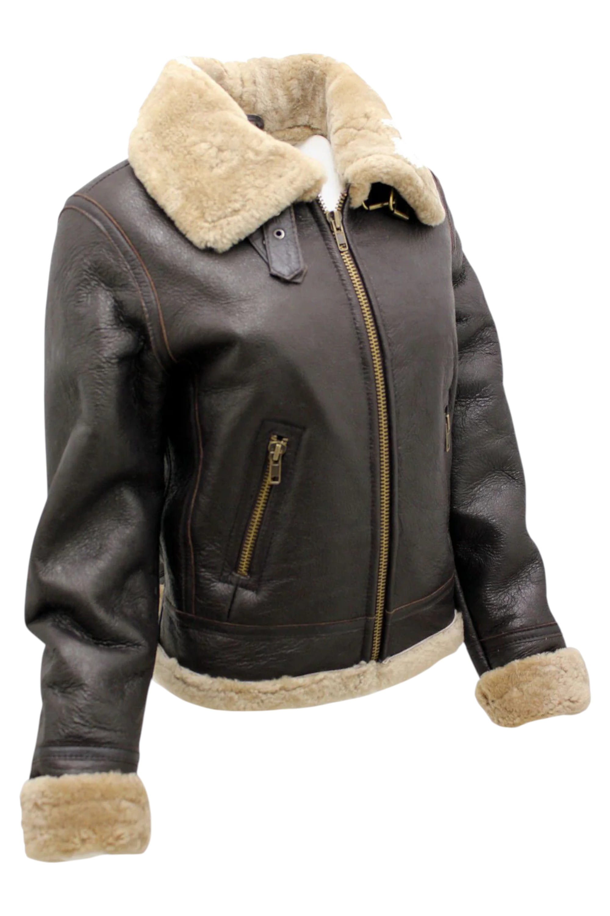 Brown B3 Sheepskin Leather Flying Jacket-Kaysi, Image 5 of 6