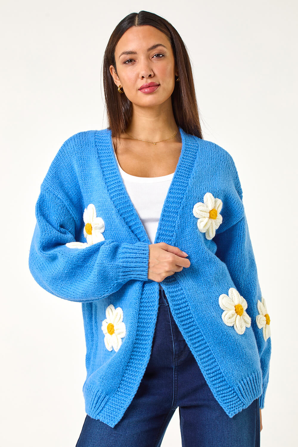 Blue Dusk Daisy Knit Cardigan, Image 3 of 5