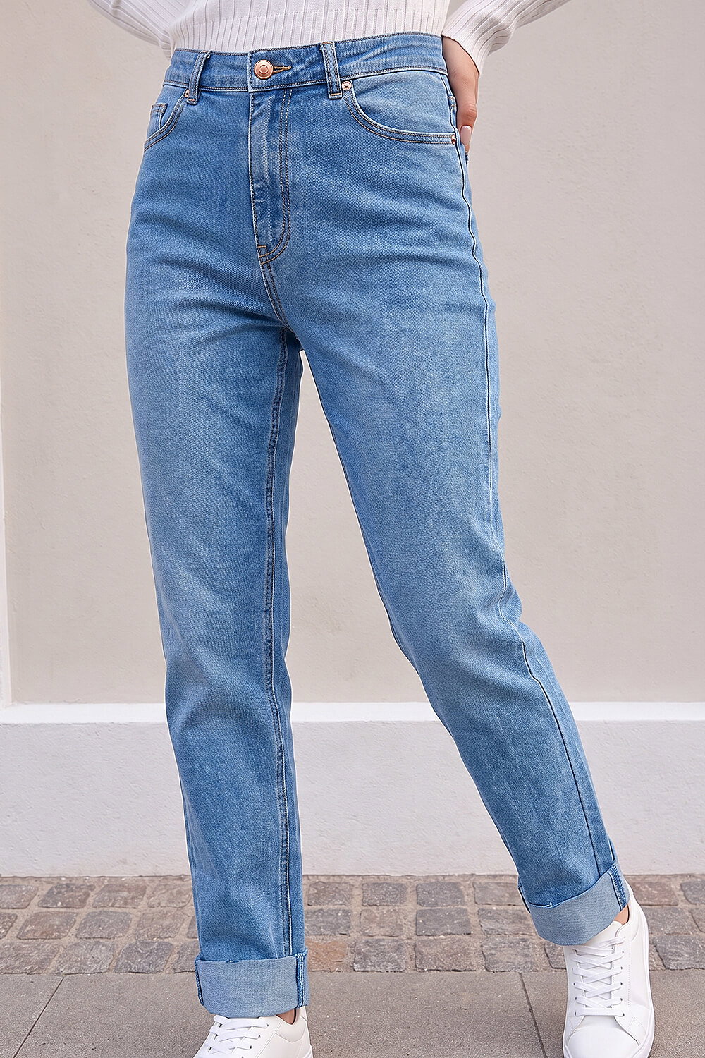 Roman Petite Women's Denim Turn Up Pocket Jeans Size 12
