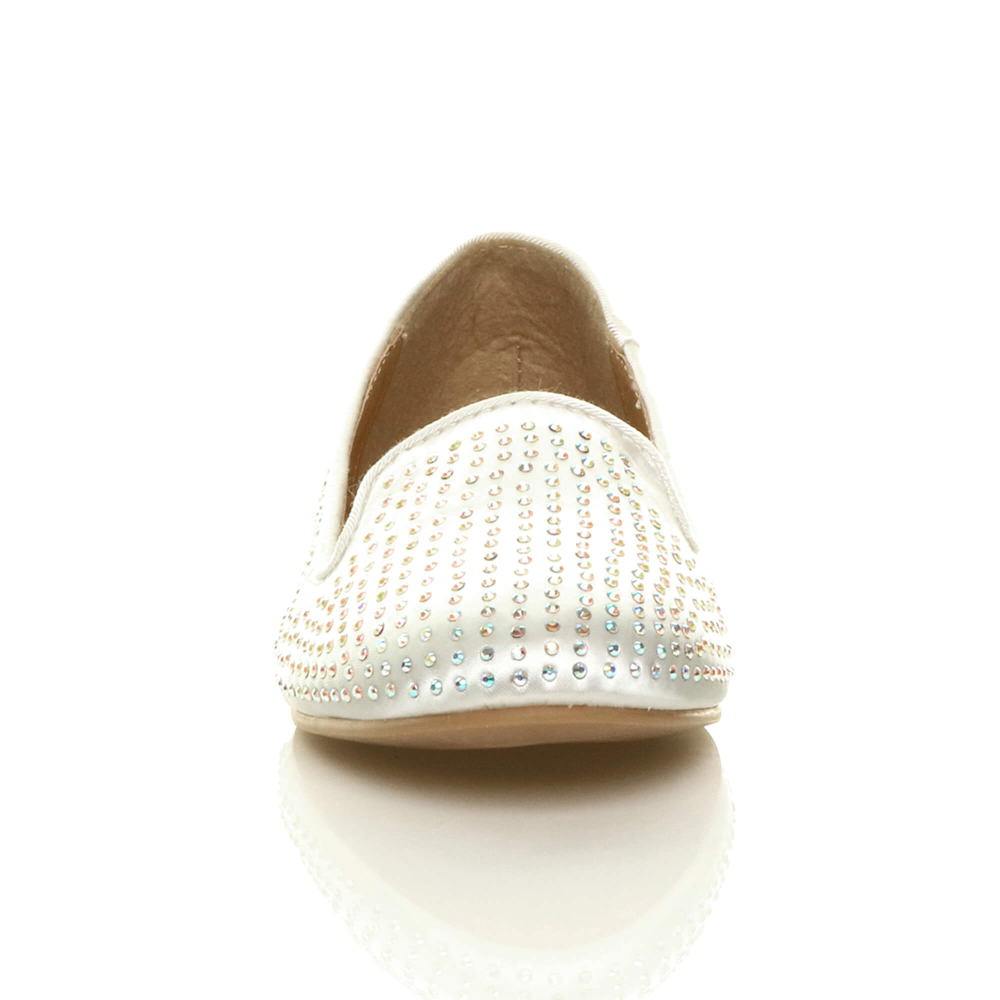 Ivory AJVANI Ivory Flat Diamante Loafers Ballet Pumps, Image 6 of 8