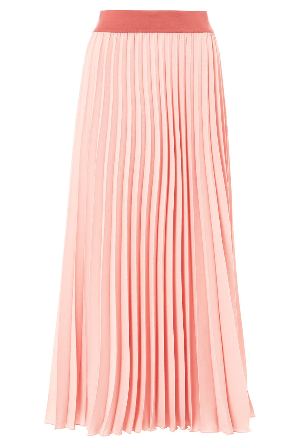 Light Pink Contrast Band Pleated Maxi Skirt, Image 6 of 5