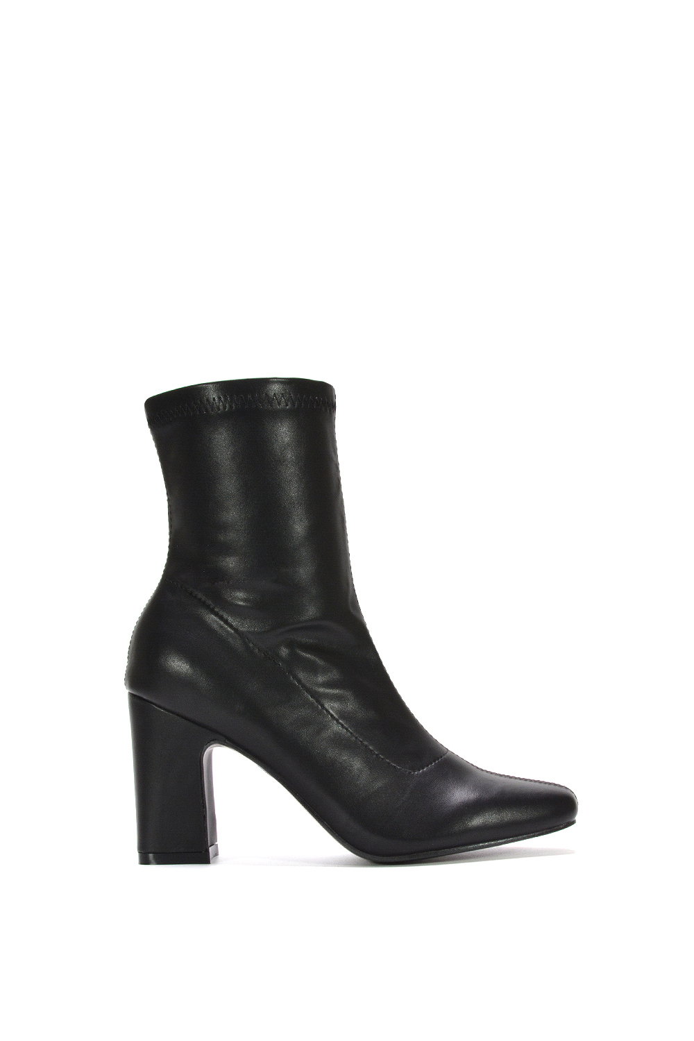 Black 'Alex' Stretch Zip Up Ankle Boots With Block Heel