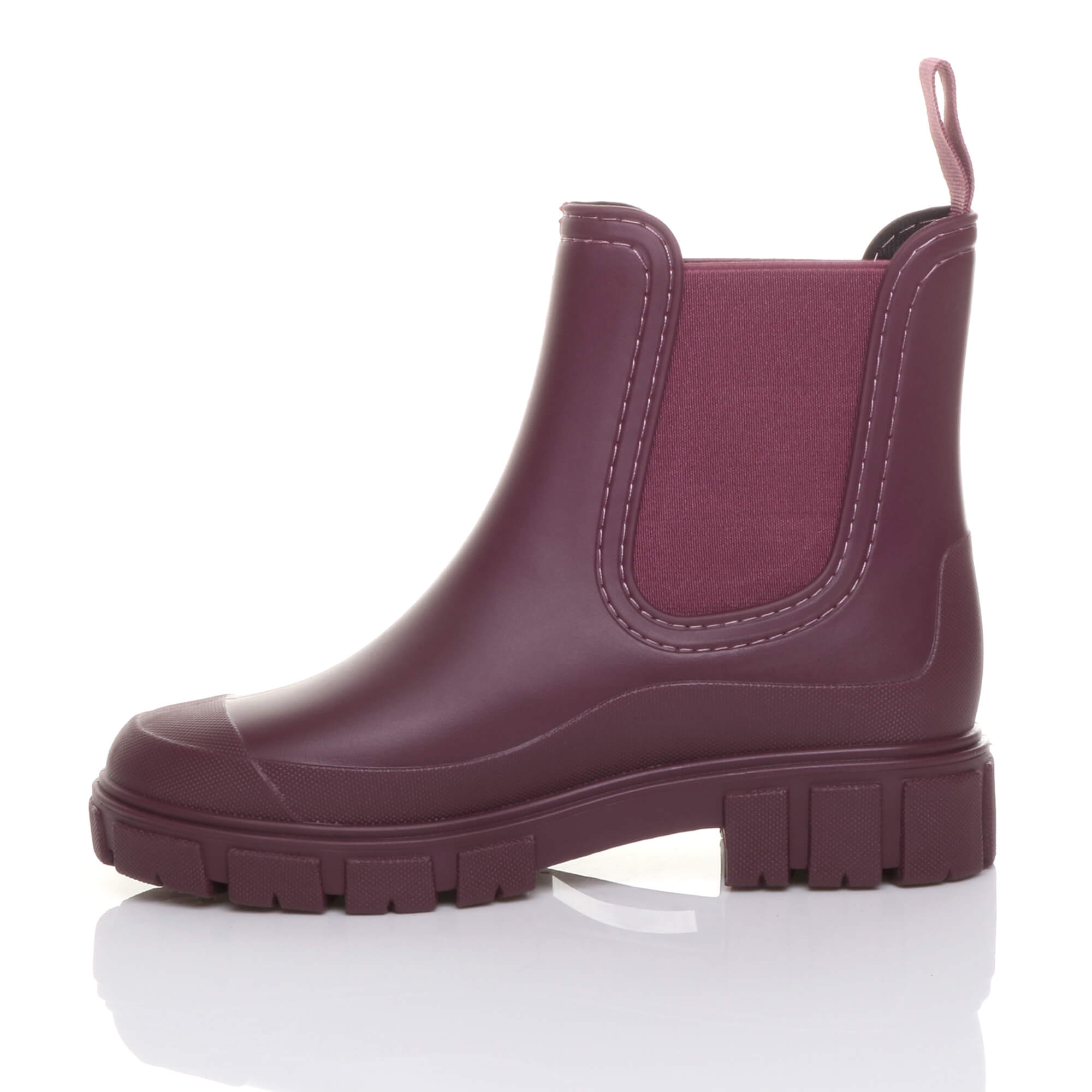Burgundy Wellies Chelsea Ankle Boots Wellingtons, Image 3 of 6