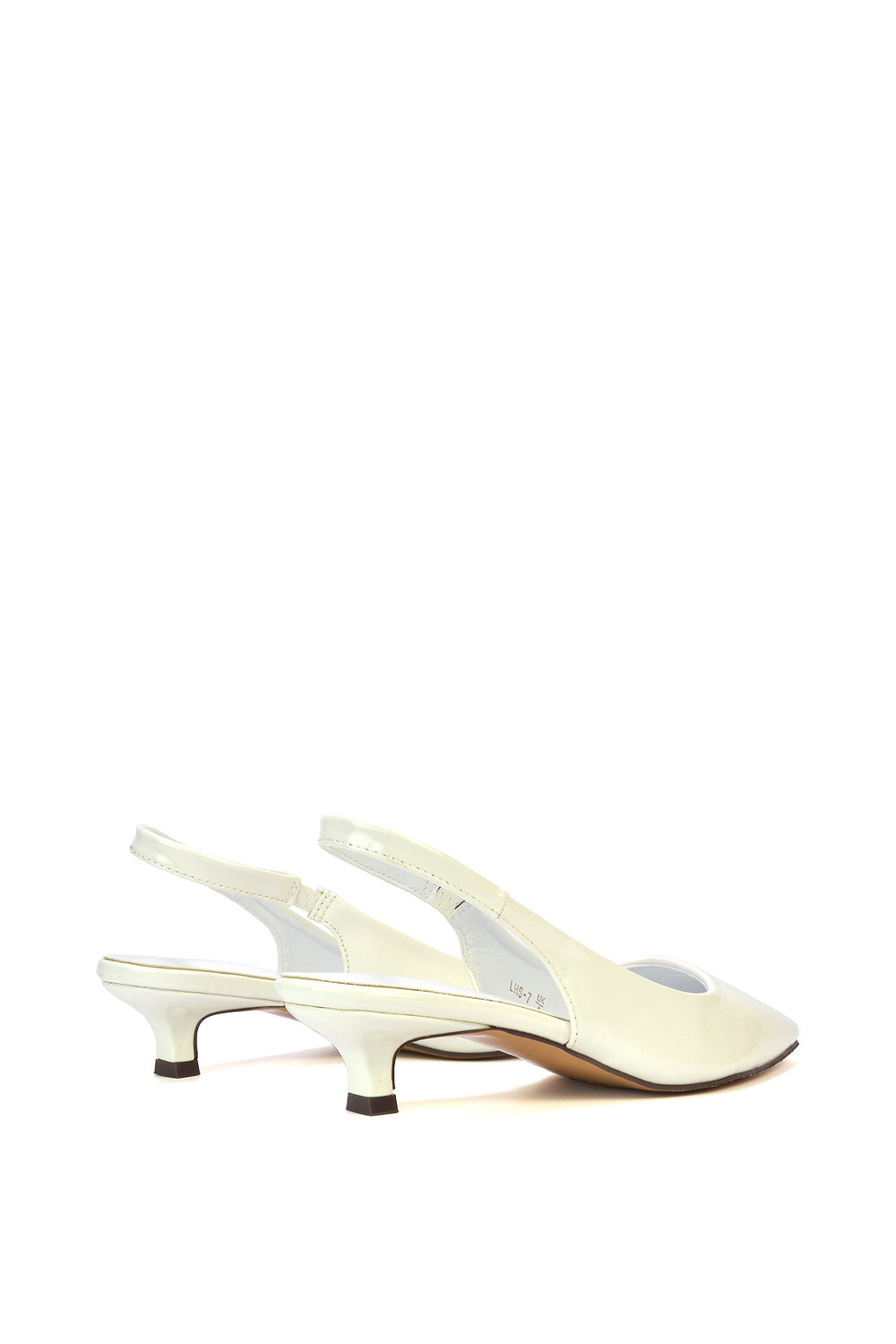 White XY LONDON White 'Jenny'  Pointed Toe Low Kitten Heel Slingback Pumps, Image 5 of 5