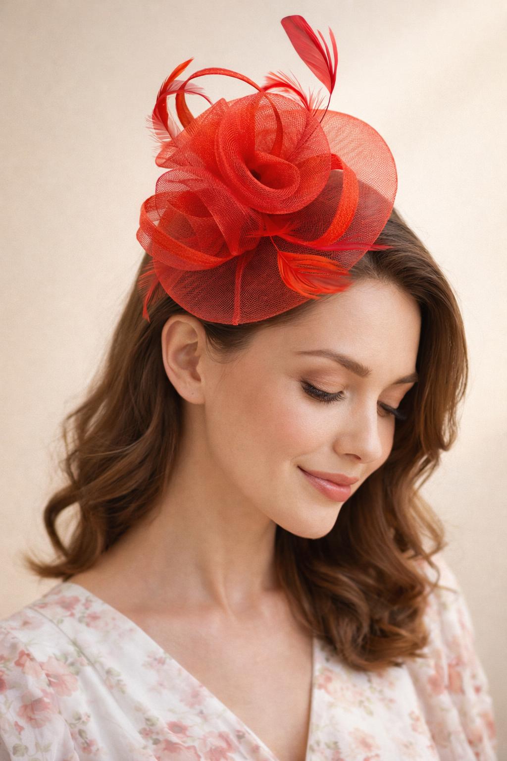 Pink Floral Fascinator With A Wide Base