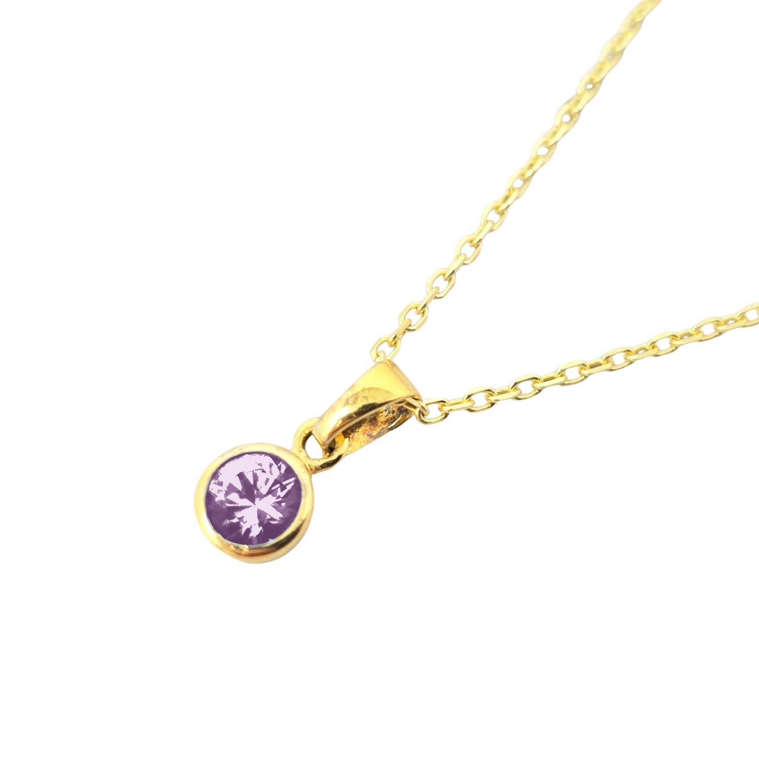 Purple Mini Round Alexandrite June Birthstone Pendant Necklace