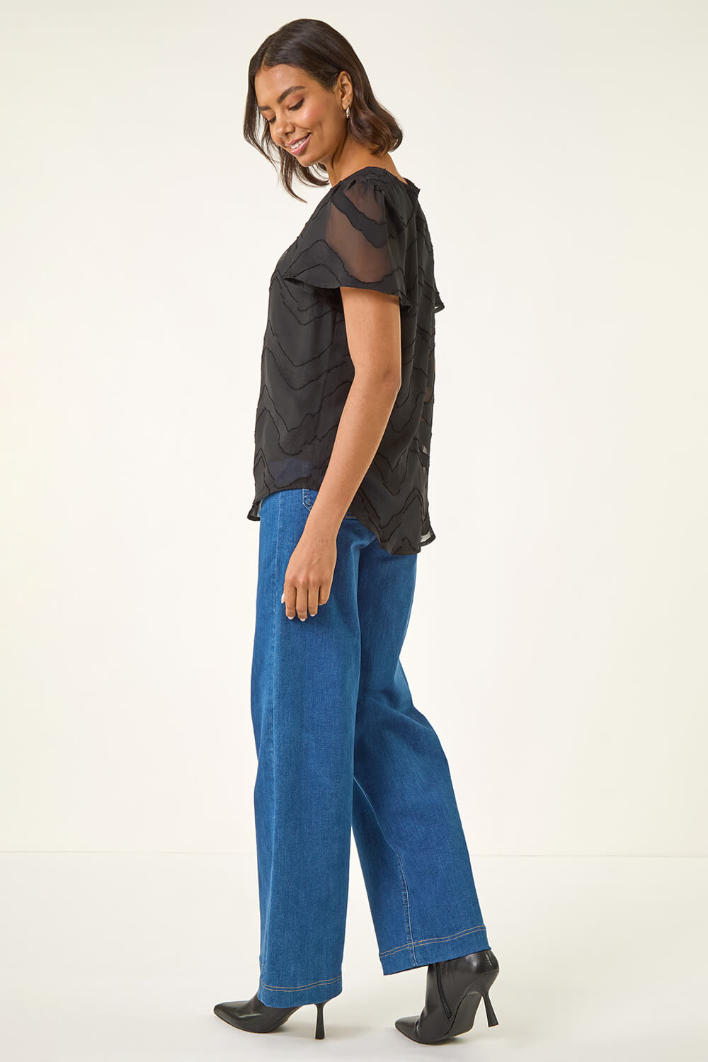 Black Jacquard Zig Zag Top, Image 5 of 5