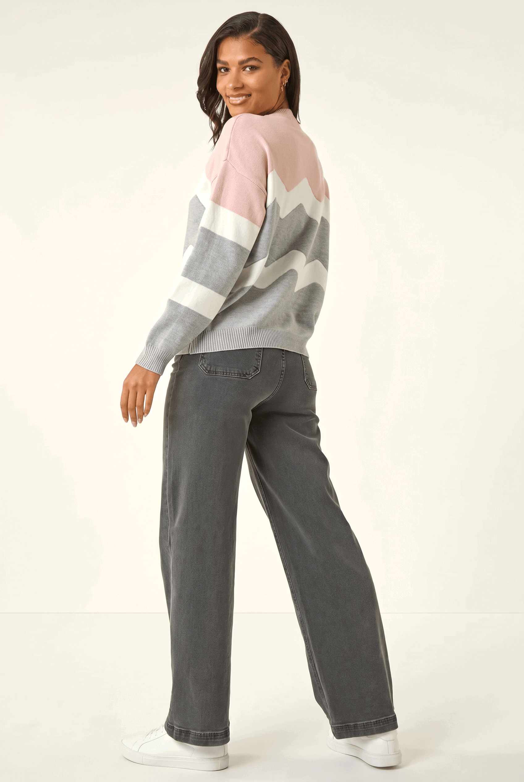 Pink Zig Zag Contrast Jumper, Image 5 of 5
